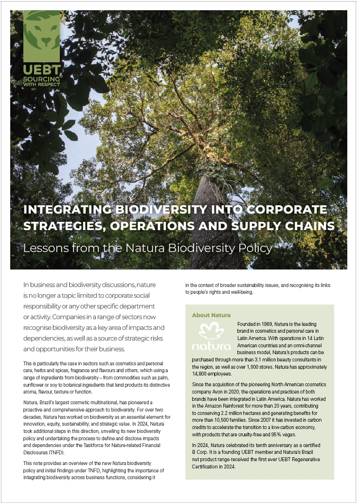 Natura case study - Integrating biodiversity into corporate strategies, operations and supply chains