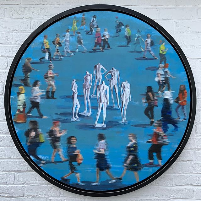 Thrilled my painting ‘Material Girl’ has been preselected for the Society of Women Artists exhibition at The Mall Galleries, London.
Naked mannequins strike a pose surrounded by the hustle and bustle of women shopping, raising questions about the superficiality of our material wants, and about identity, body image, ethnicity and sexuality. The perfection of the mannequins makes them feel more real and alive and less susceptible to the weaknesses of our carnal and vulgar flesh. Their incompleteness seeks to capture this moment in time when we are actively challenging our sense of self in a world veering towards genetic engineering, androids and AI. A world in which the old certainties have been eroded, Where being, identity, gender and what it means to be human have become fluid and inchoate concepts.
Looks great in its new frame from @mccarthymirrors .
.
.
.
.
.
.
#societyofwomenartists #mallgalleries #womenartists #womenart #mannequins #shopping #bodyimage #sexuality #ethnicity #geneticengineering #androids #artificialintelligence #oilpainting #contemporarypainting #contemporaryrealism #artforsale #artcollector #movement #conceptualart #materialgirl #feminism #londonart #circularpainting #materialism #paintingcompetition #womenshopping