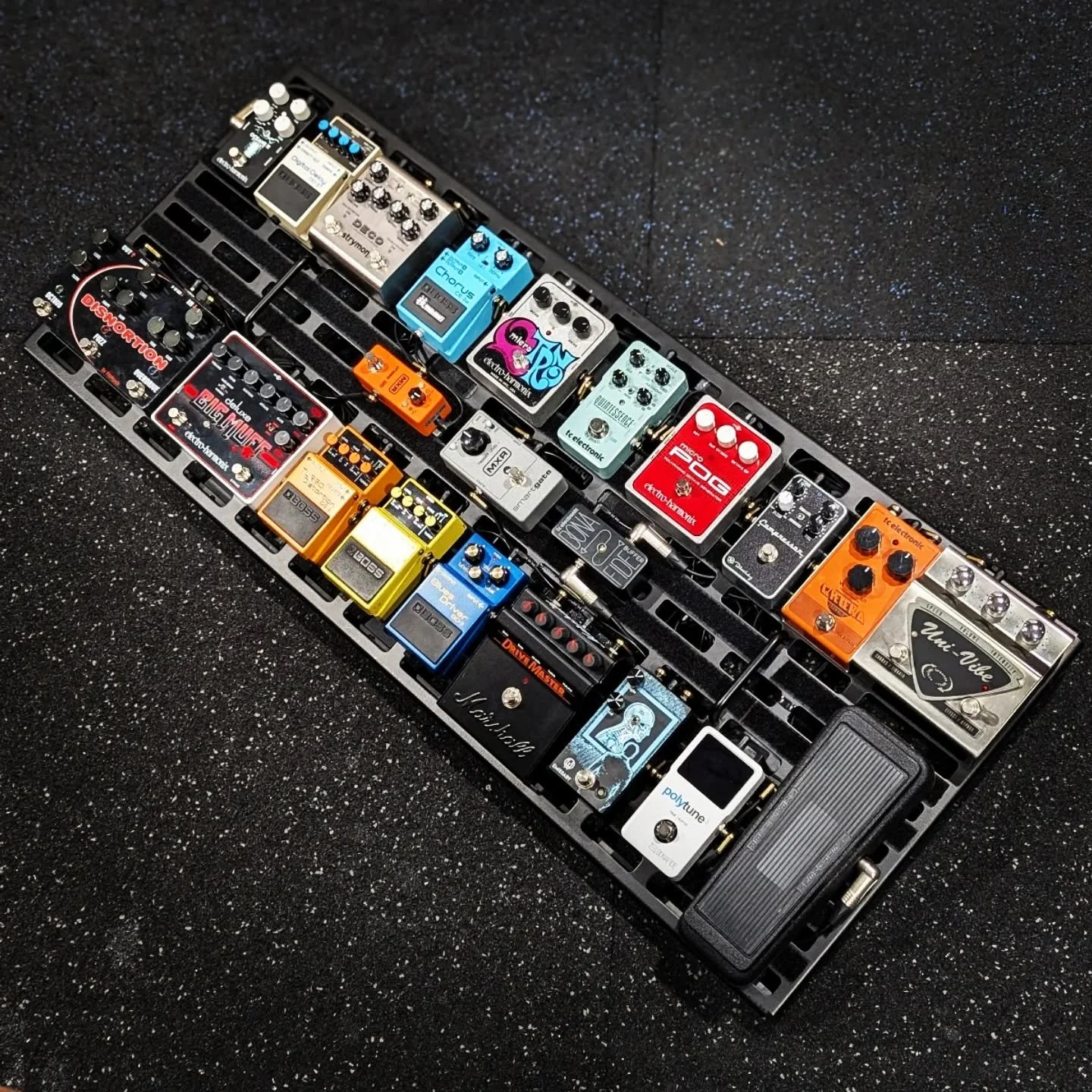 The BIGGEST Pedalboard I've ever assembled for guitarist @__alexhealy. A truly monumental effort and honestly a nightmare to troubleshoot at times. Had to install some accessible carry handles due to its weight - glad we purchased a genuine hardcase 