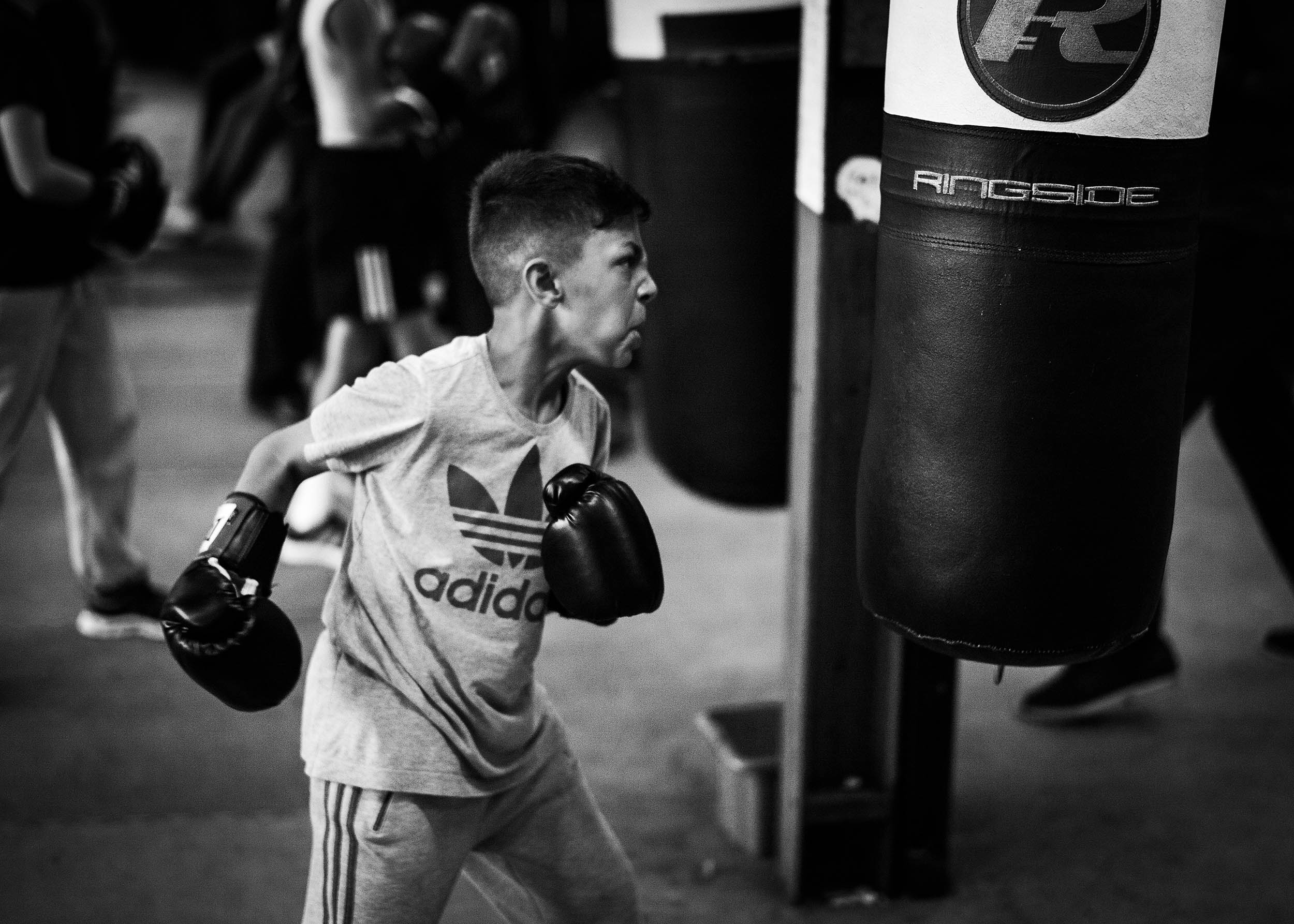  A young boxer at a gym in Birmingham 