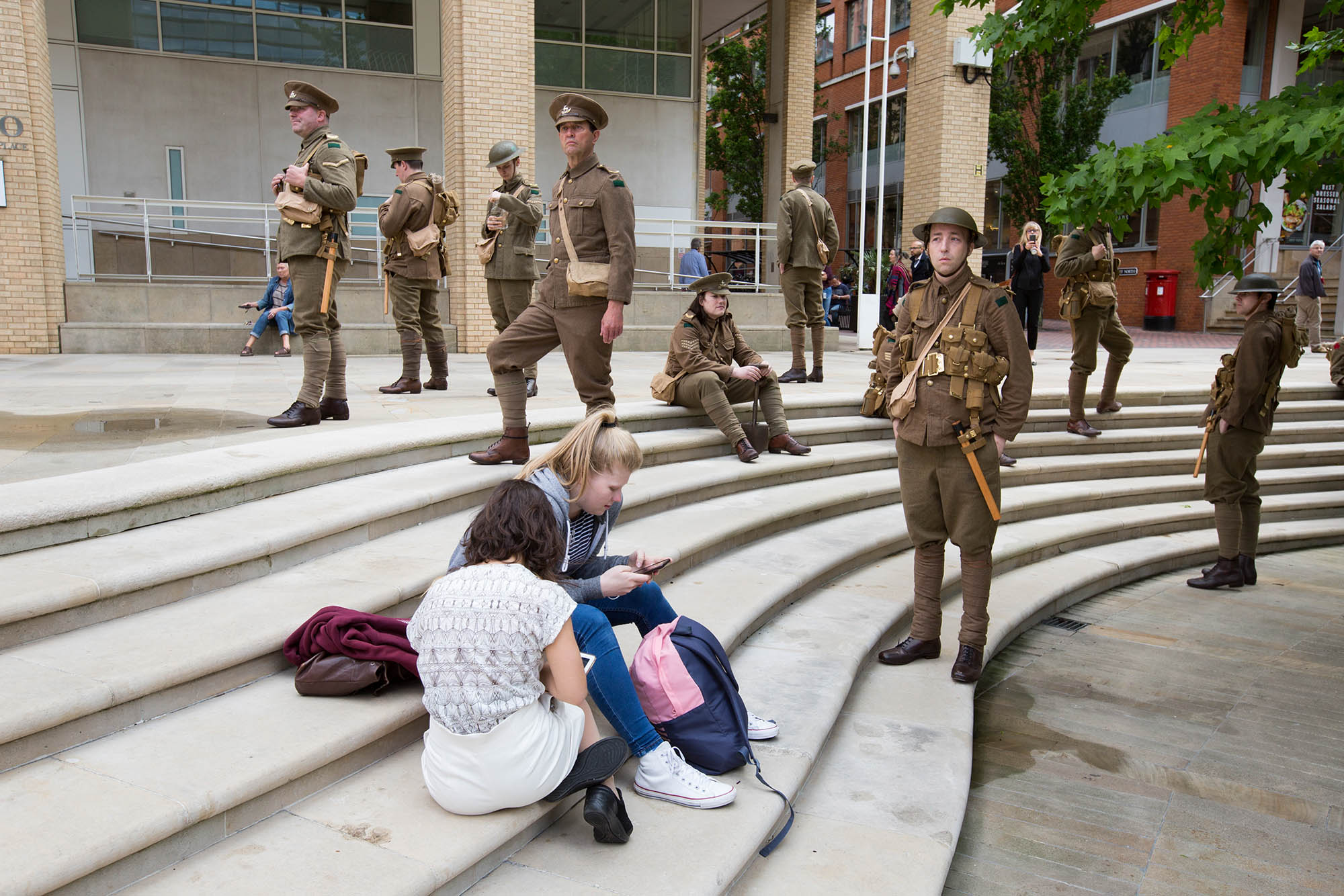  Artist Jeremy Deller’s project “We’re Here Because We’re Here” took place on 1 July 2016. Over 2000 people took part in a national memorial to mark the centenary of the first day of the Battle of the Somme. The participants, representing the shell-s