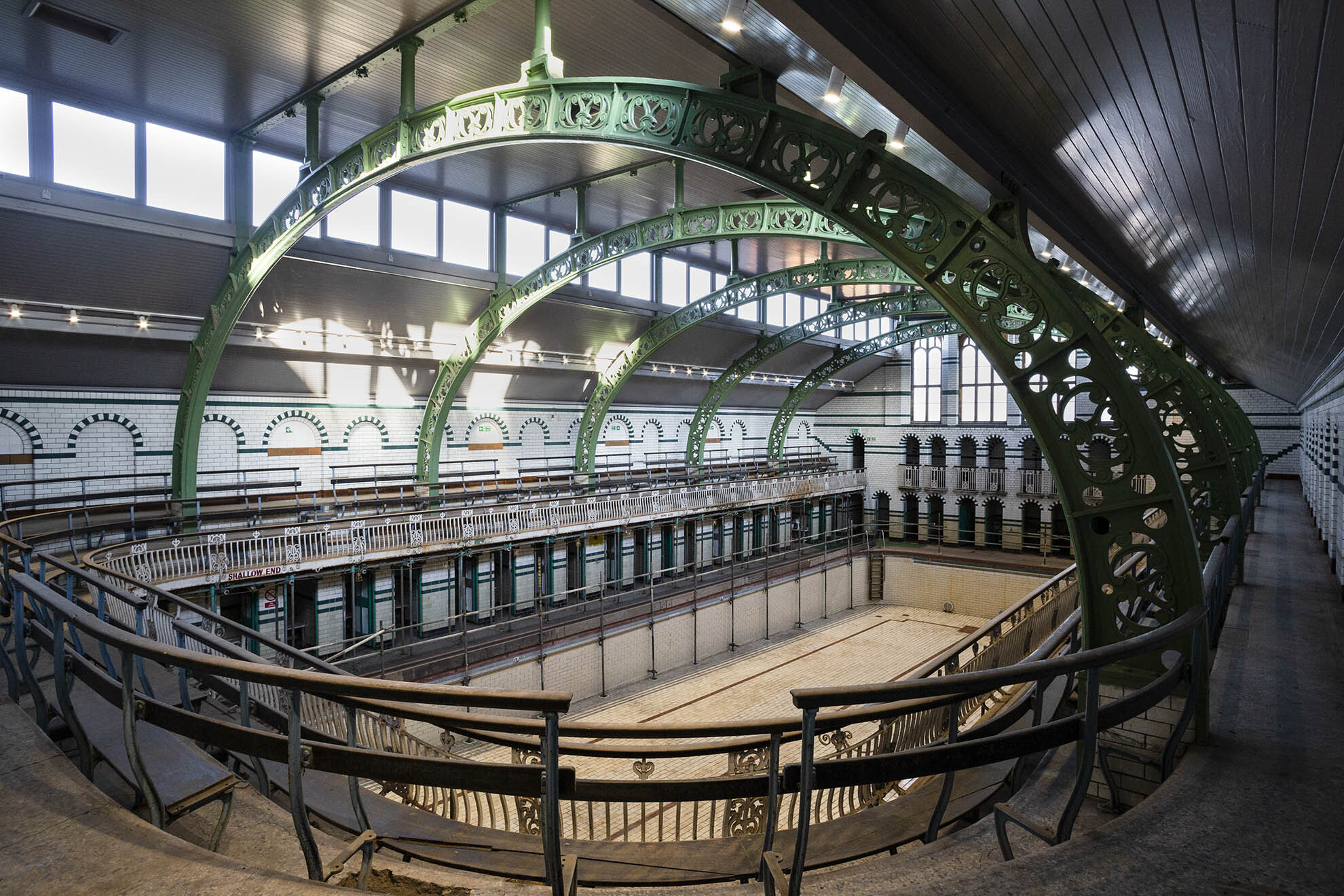 The renovated roof at the Grade II-listed Edwardian Moseley Road Baths in Birmingham.