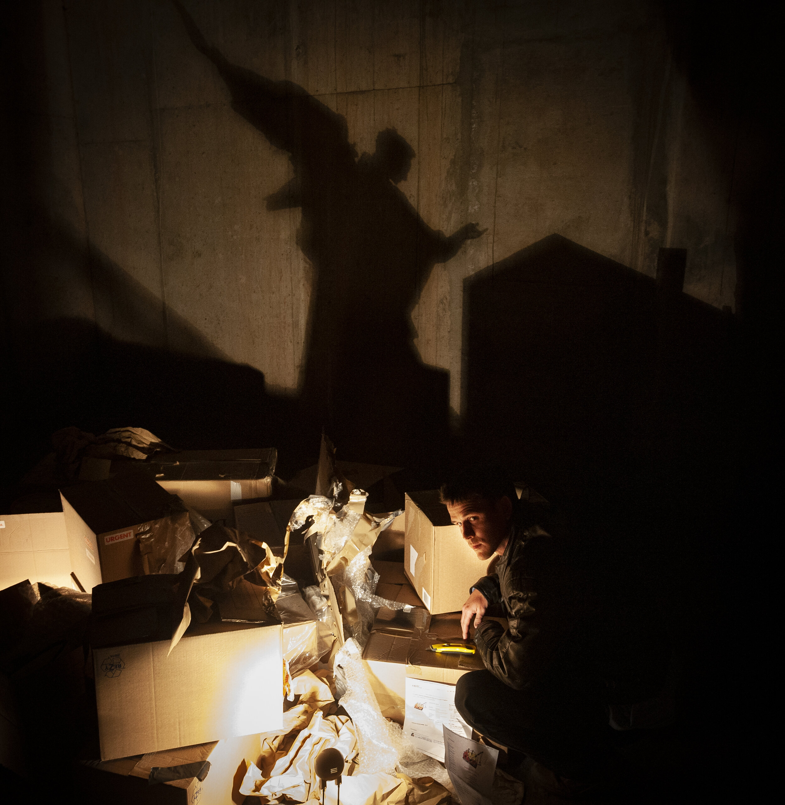 "Gabriel's Garden", an art installation by Luke Jerram. A shadow of the Archangel Gabriel is cast by a pile of undelivered mail