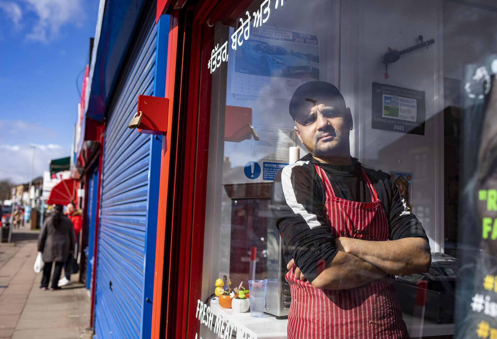 A butcher in Leicester. The city has twice the UK’s average Covid infection rate and hasn’t emerged totally from the first lockdown in March 2020.