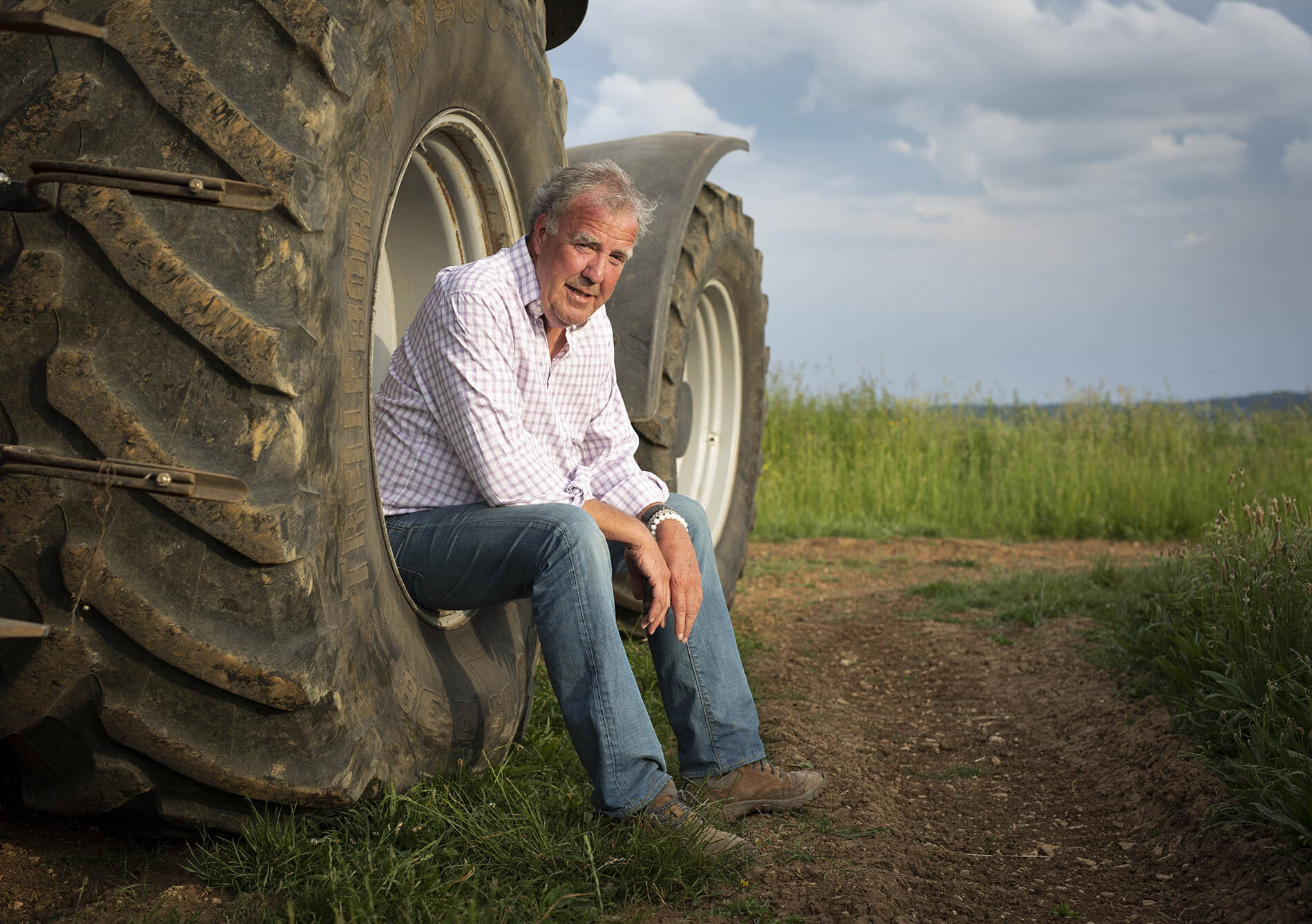 Jeremy Clarkson on his farm in Oxfordshire. His new TV series follows his attempts to become a full-time farmer.