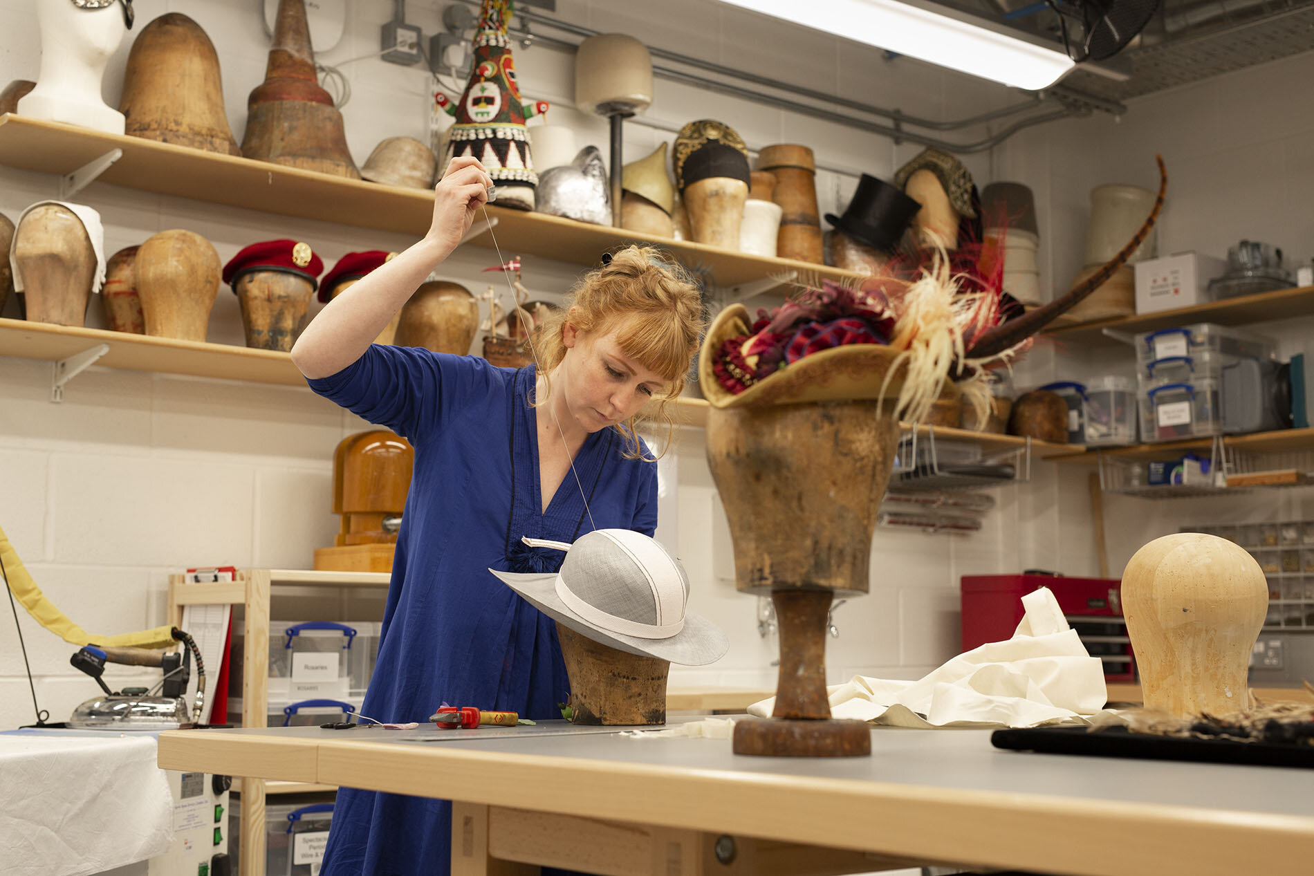 The millinery department at the Royal Shakespeare Company’s newly restored costume workshop.