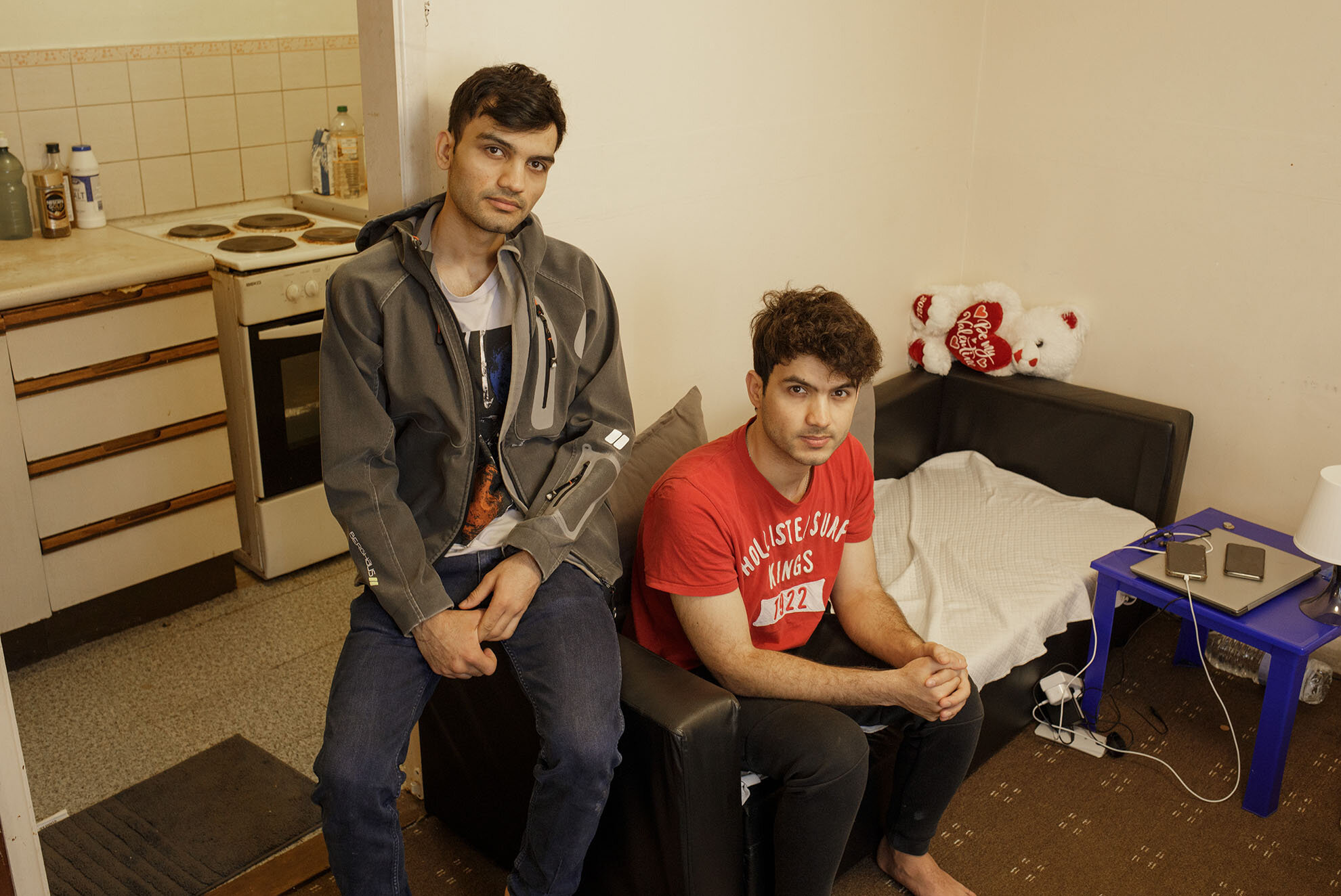 Mustafa and Haroon, two teenage brothers, who share a tiny one-bedroom flat in Leicester after their epic journey from Afghanistan a few years ago. They are desperate to stay in touch with their mother and sister, who are still over there.