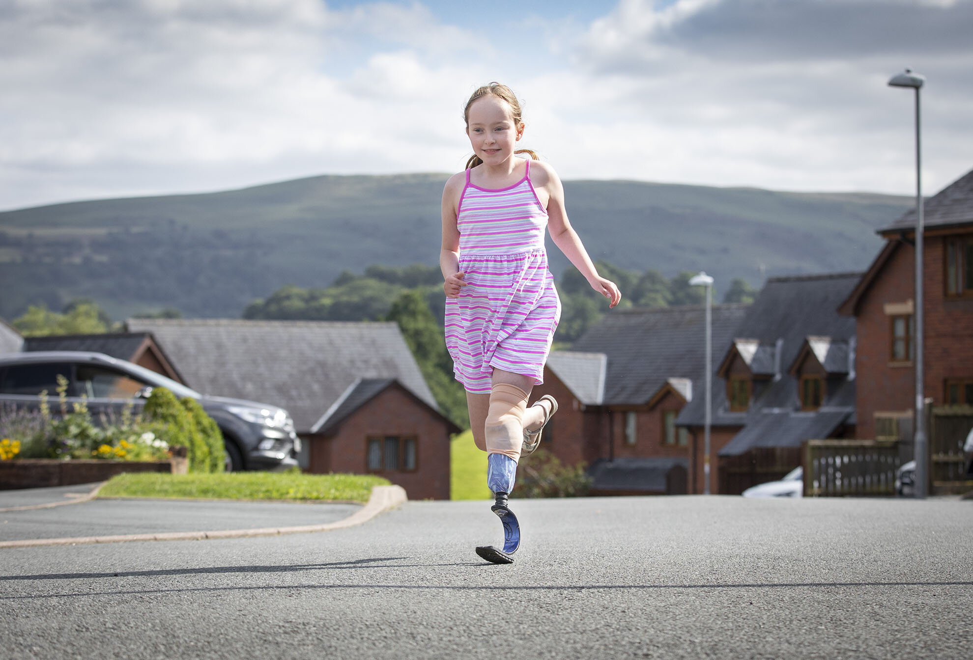 Shannon Flaherty, one of the youngest children in the UK to be given a prosthetic running blade by the NHS