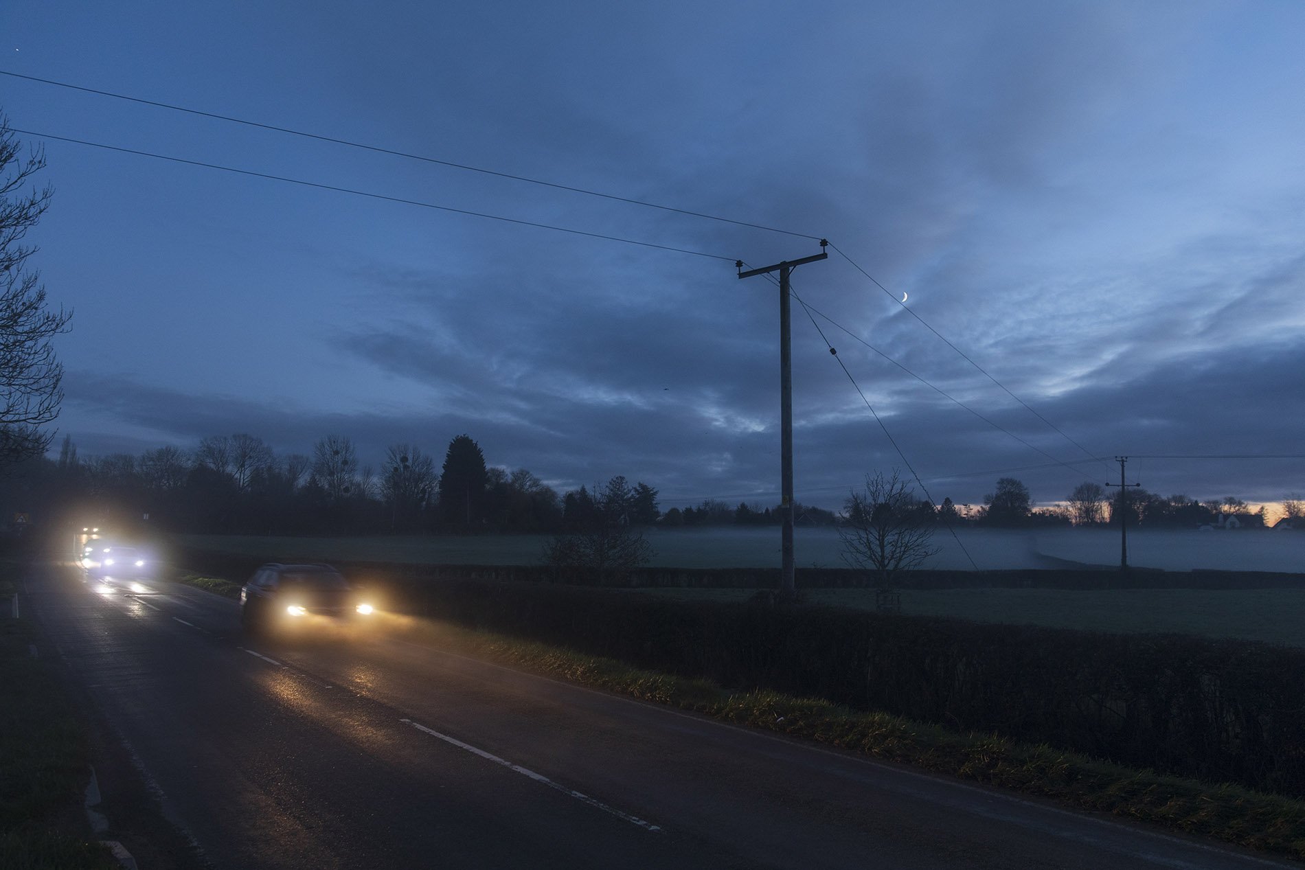 Mist at dusk, Feckenham, Worcestershire.