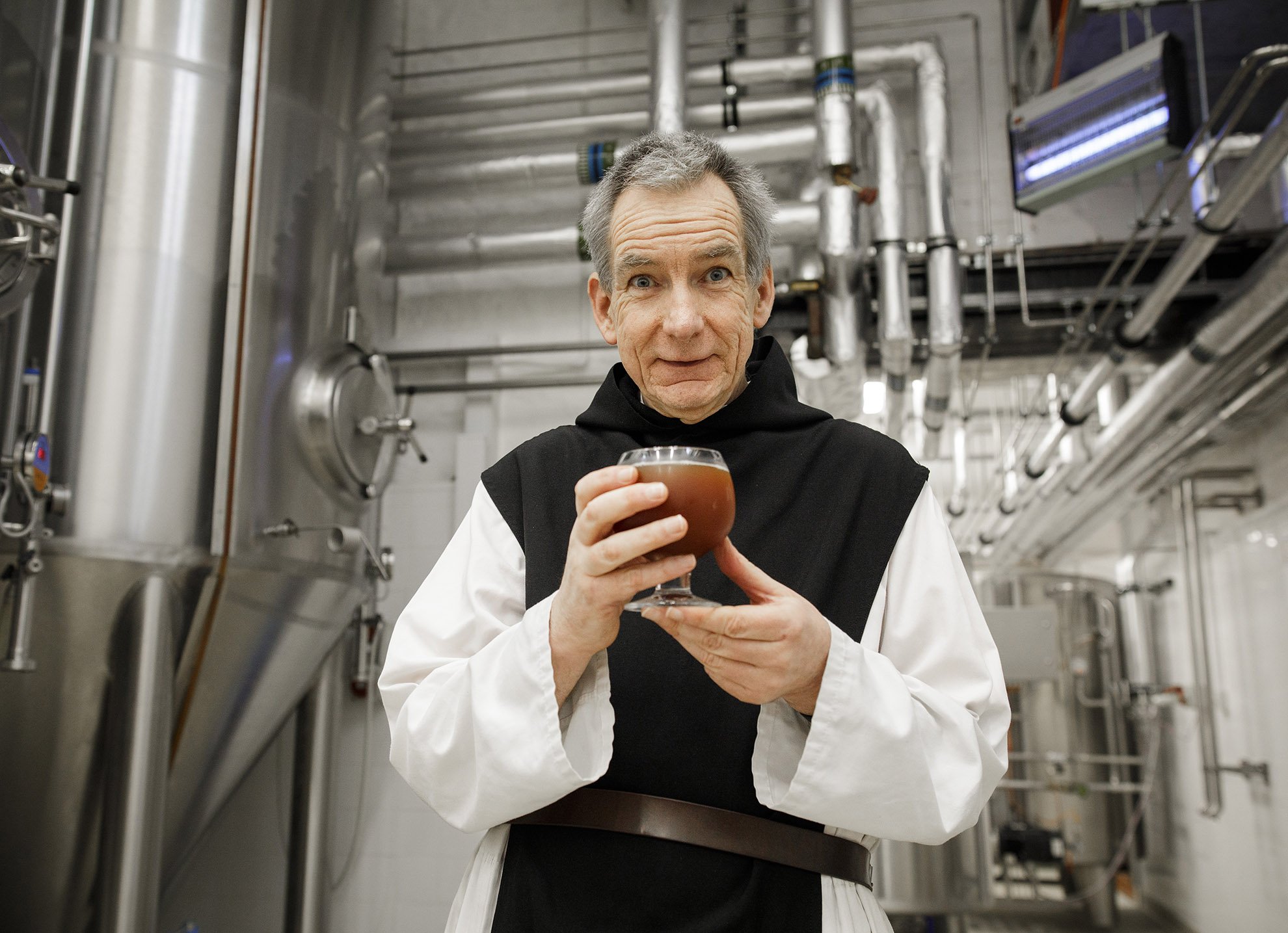  Father Joseph in the brewery at Mount St Bernard abbey. The monks make Tynt Meadow, an award-winning beer. 
