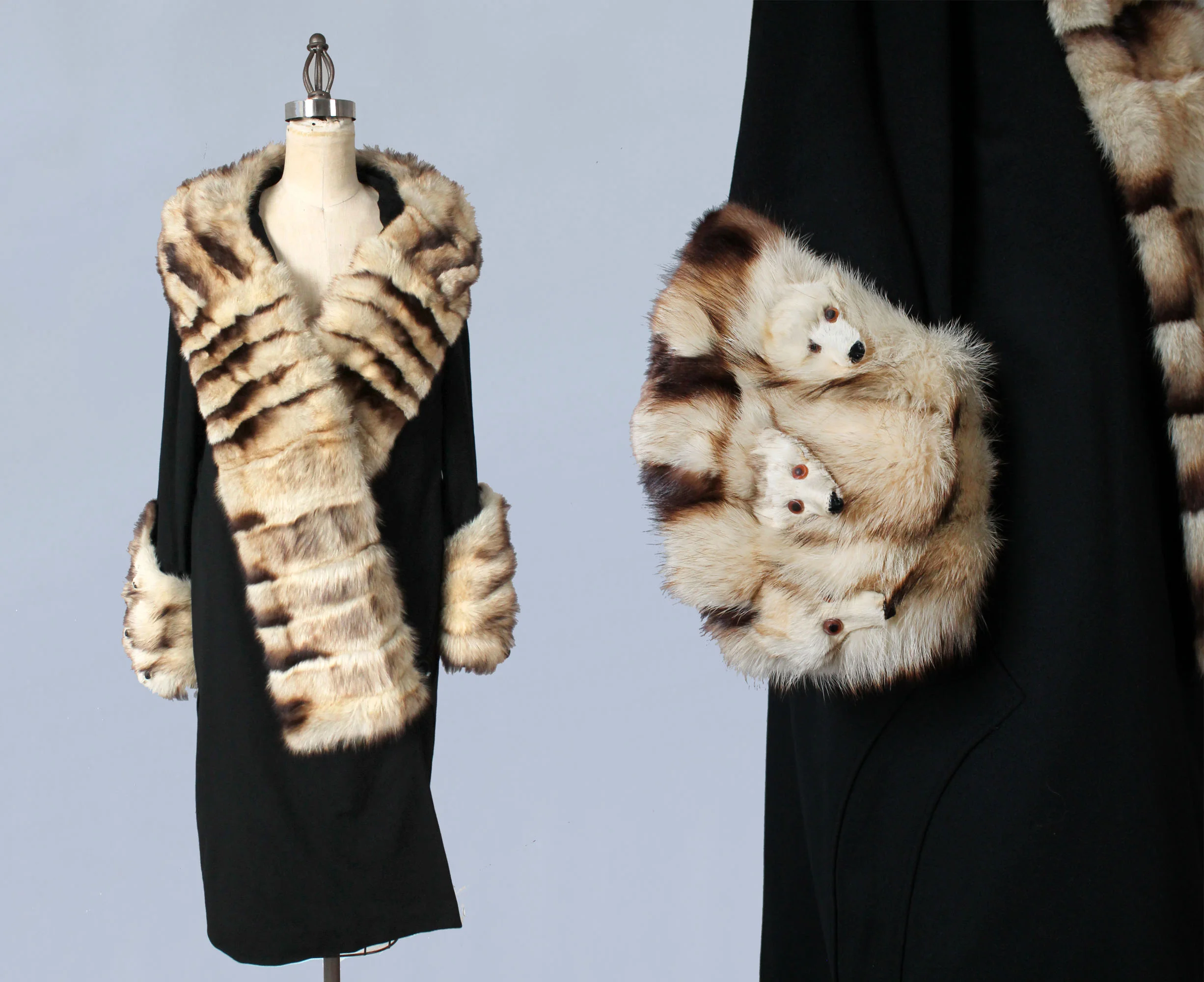 Black coat with fur trim, 1920s