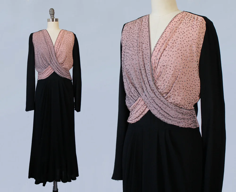 plus evening dress Vintage 1930s Ivory Silk and Lace Bow Front Nightgown main image 1