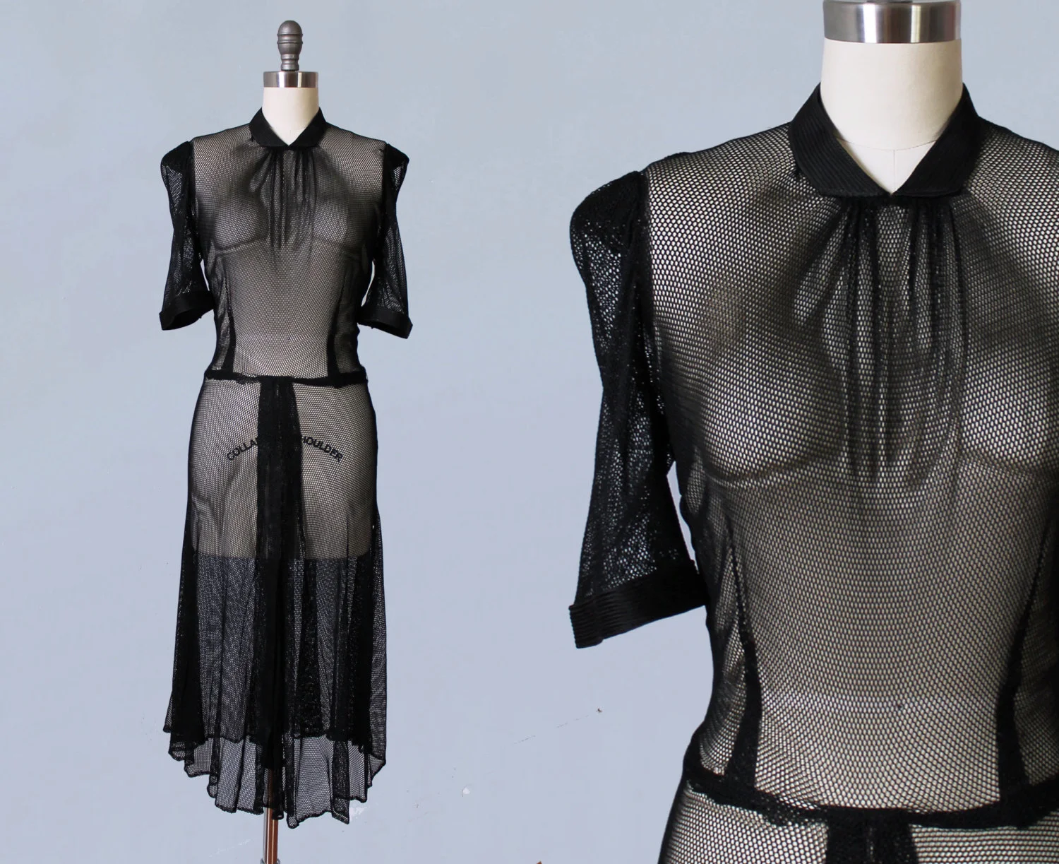 Fishnet mesh dress. 1930s/40s