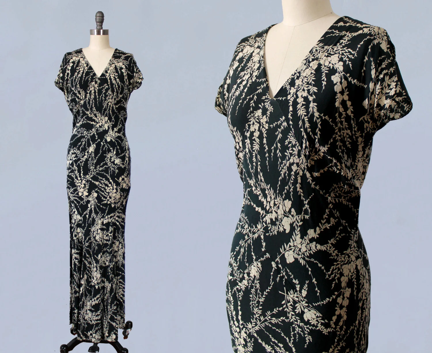 Printed silk dress. 1930s.
