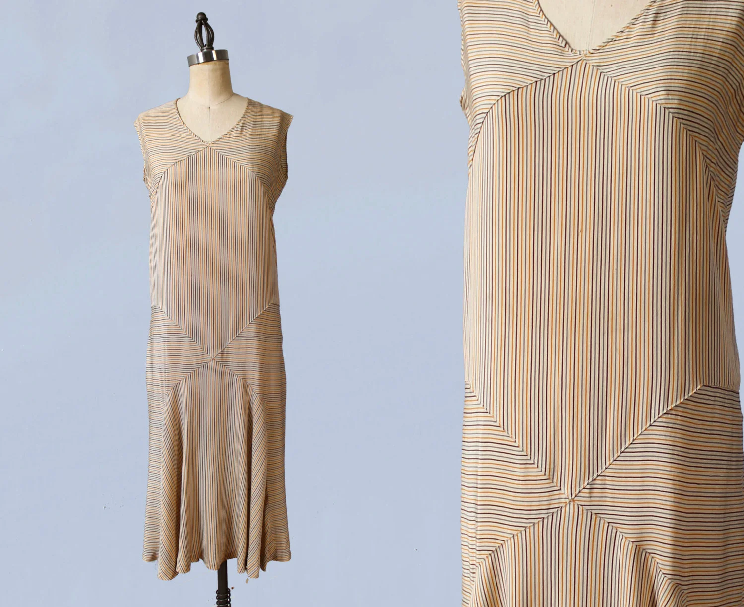 Striped silk sportswear dress. 1920s.