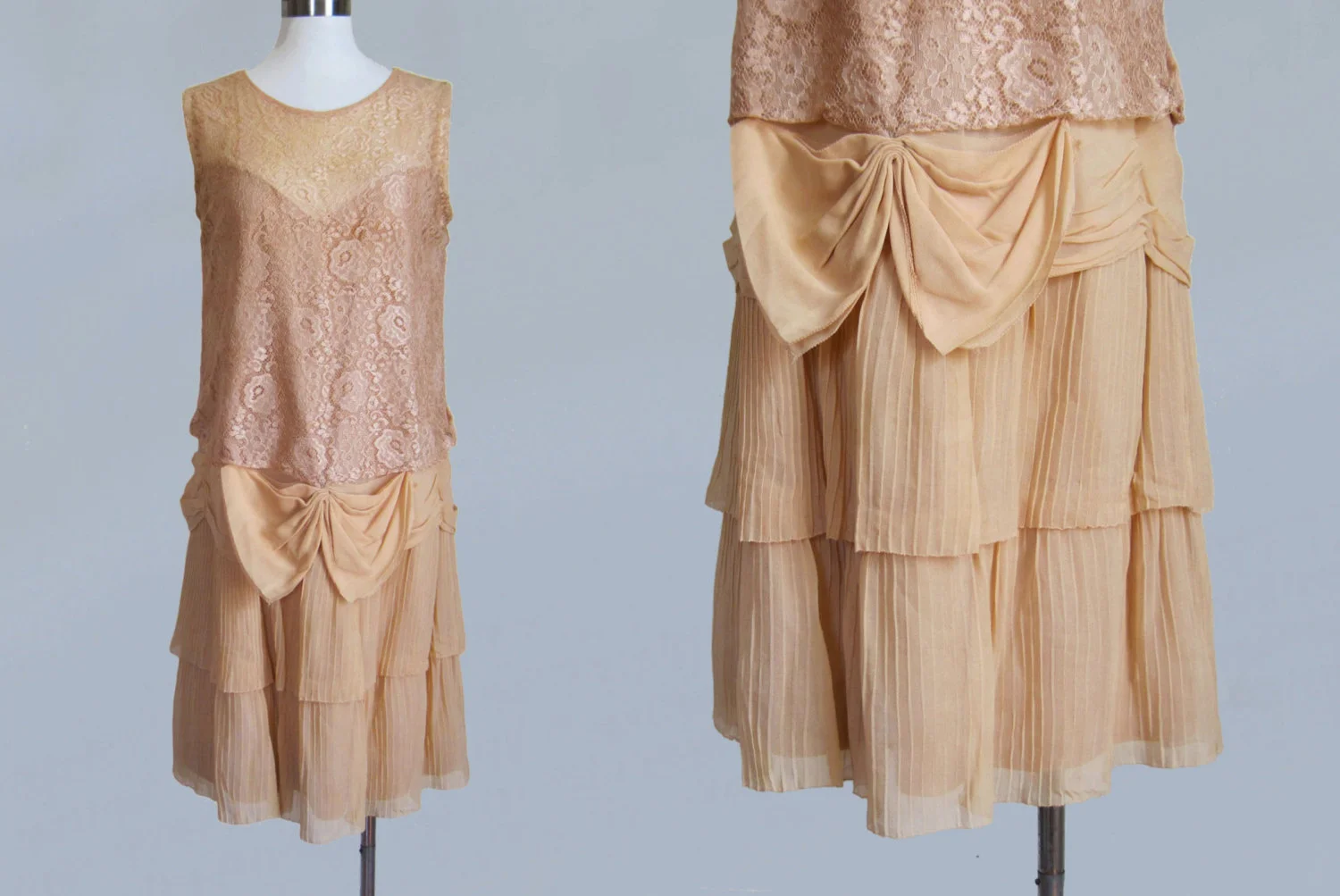 Pale pink lace dress. 1920s.