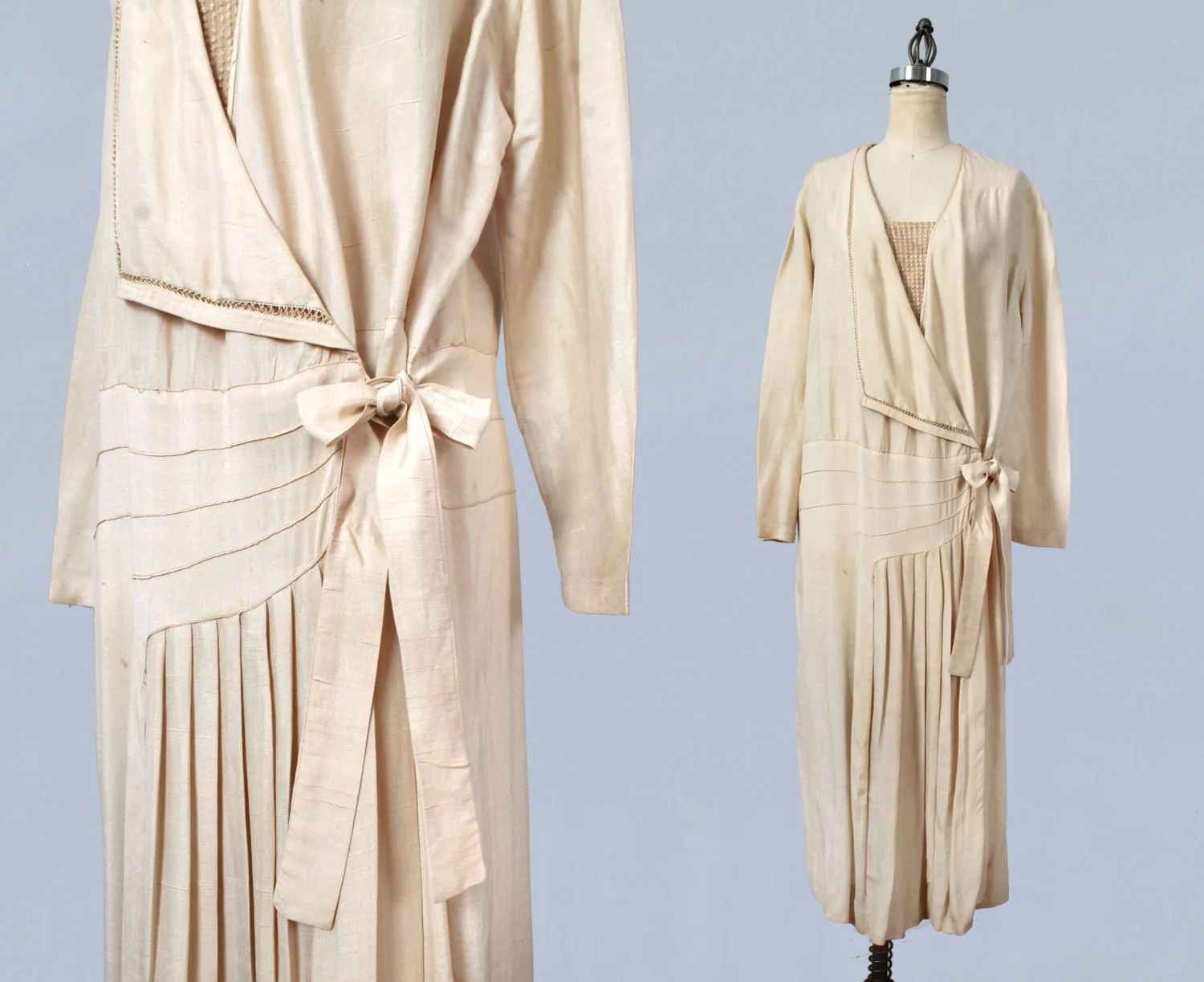 Raw silk wrap dress. 1920s.