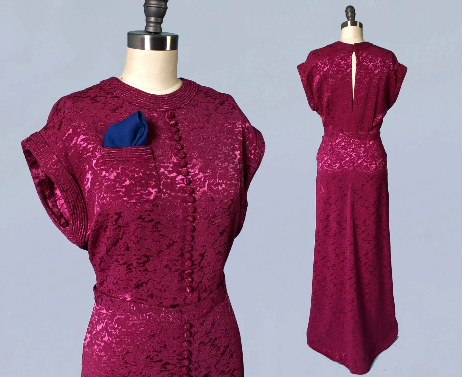 Fuchsia gown. 1930s.