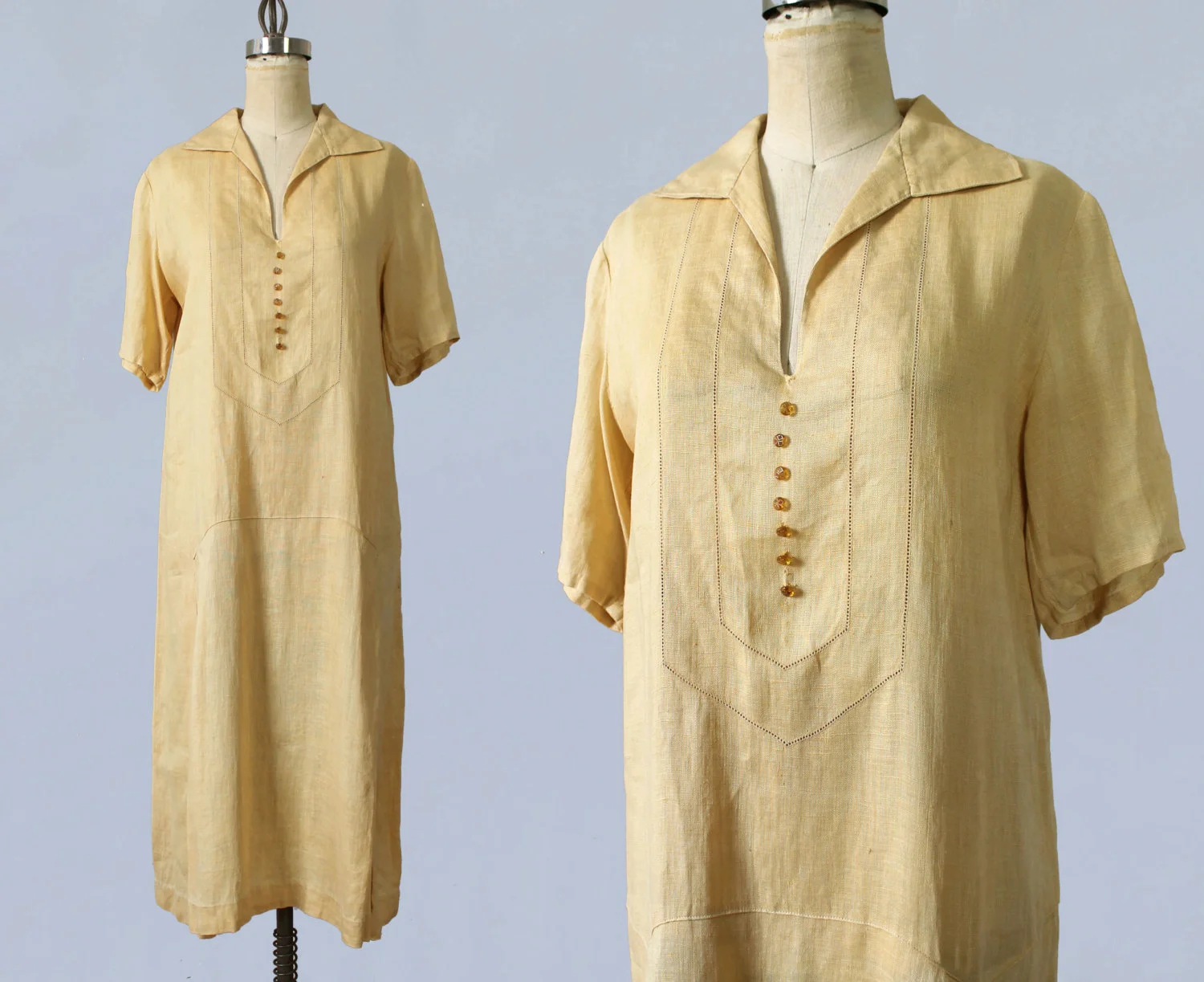 Yellow cotton dress. 1920s.