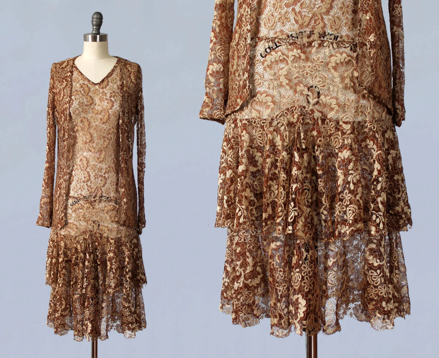 Lace dress and jacket set. 1920s.