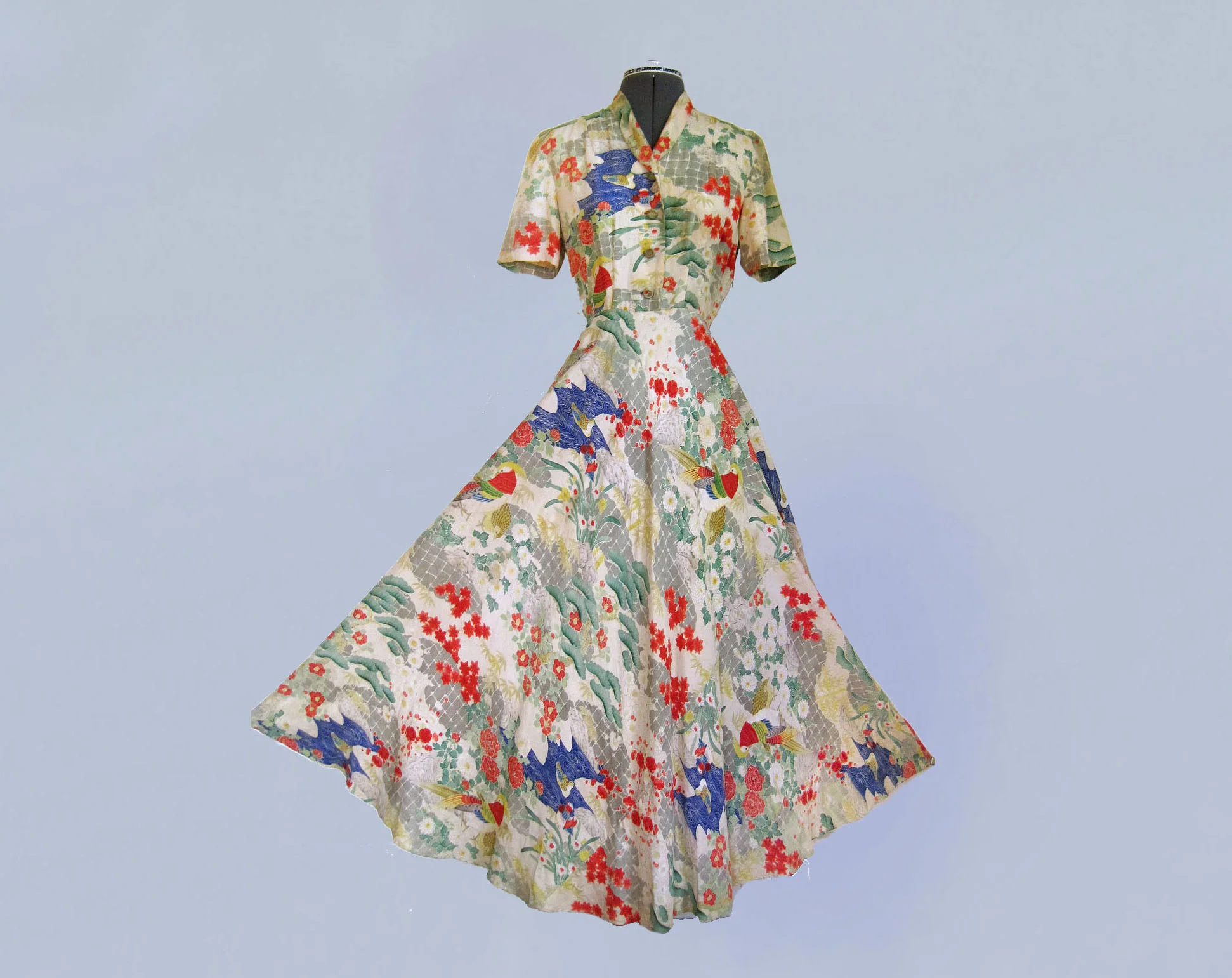 Custom made Japanese silk dress, WWII era.
