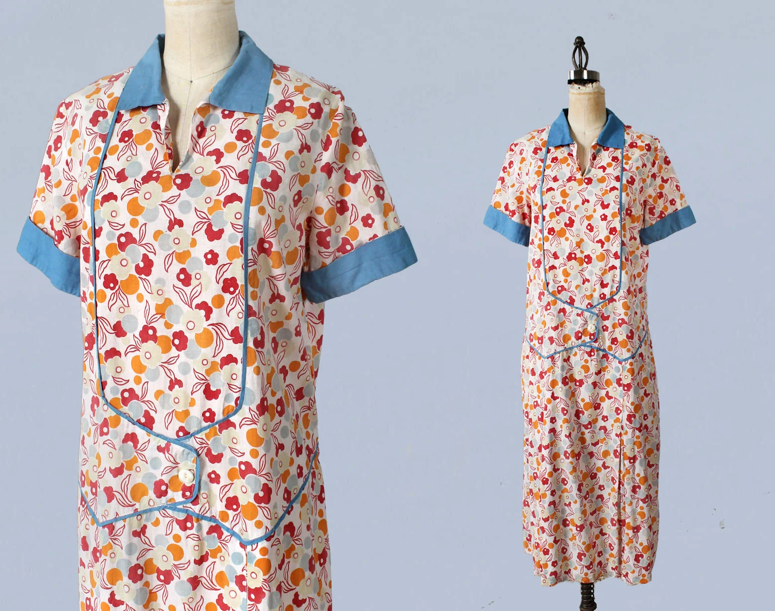 Cotton printed dress. 1920s.