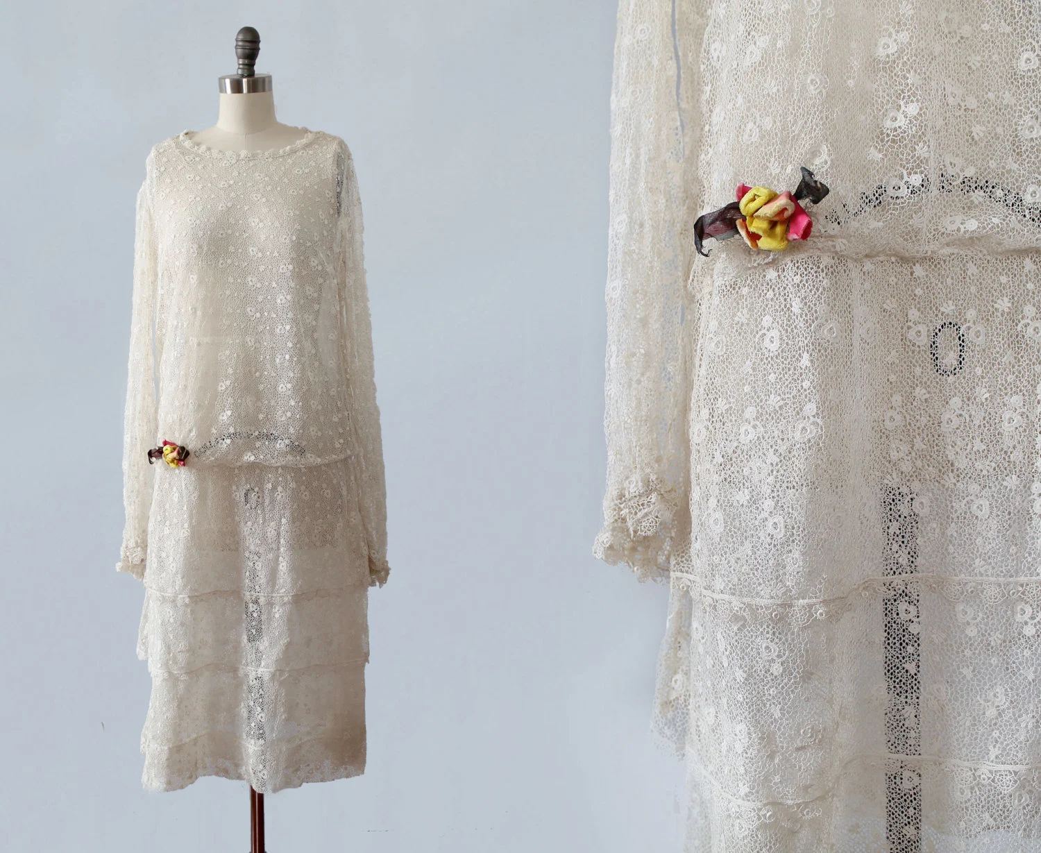 White lace dress. 1920s.