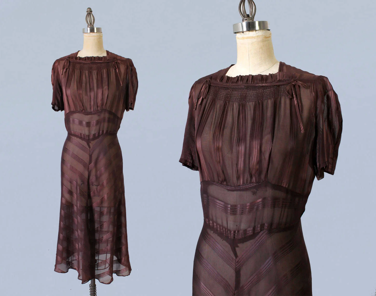 Sheer striped dress, 1930s