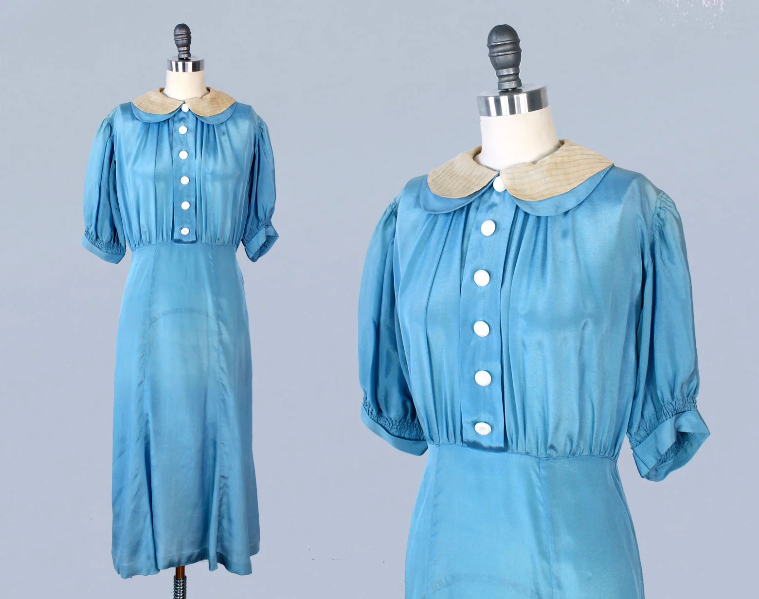 Sheer blue silk dress, 1930s