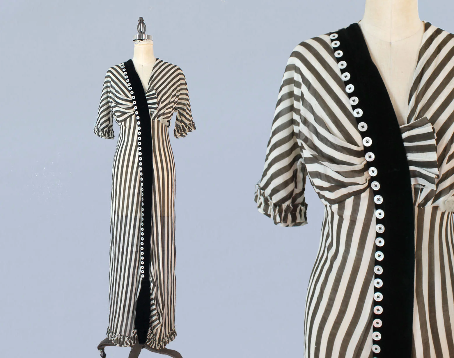 Black and white striped dress. 1910s.