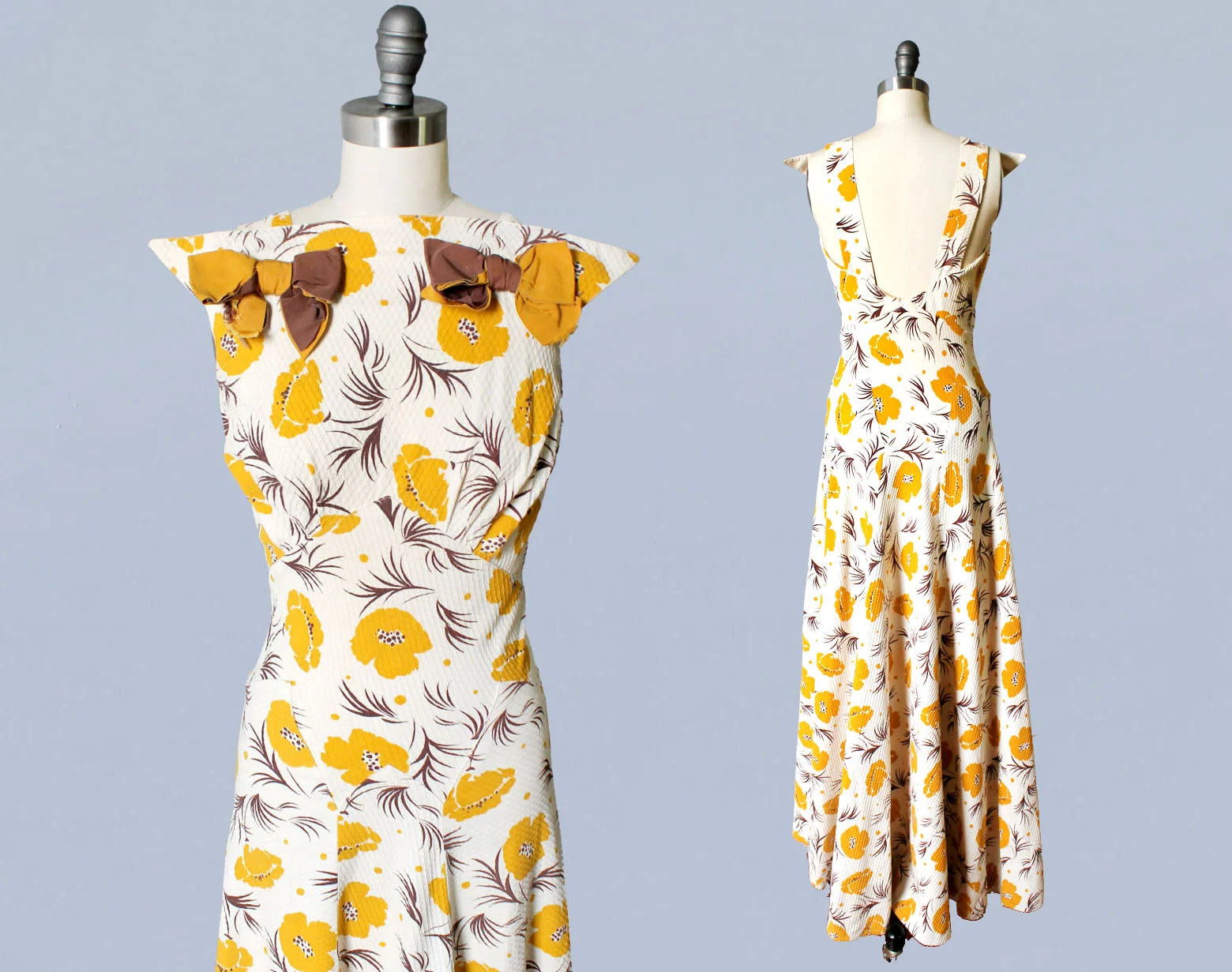 Floral print beach dress, 1930s