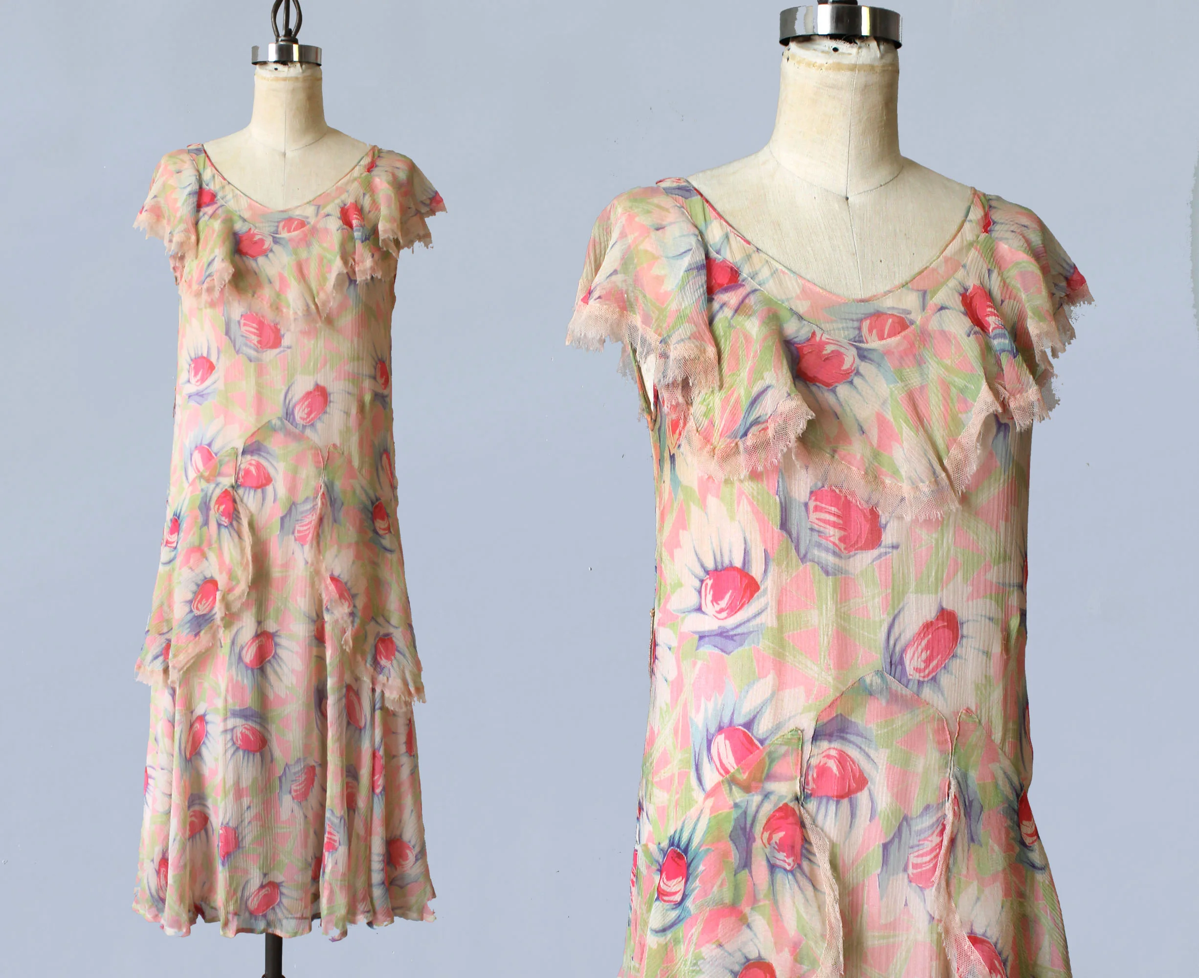 Printed silk dress. 1920s.