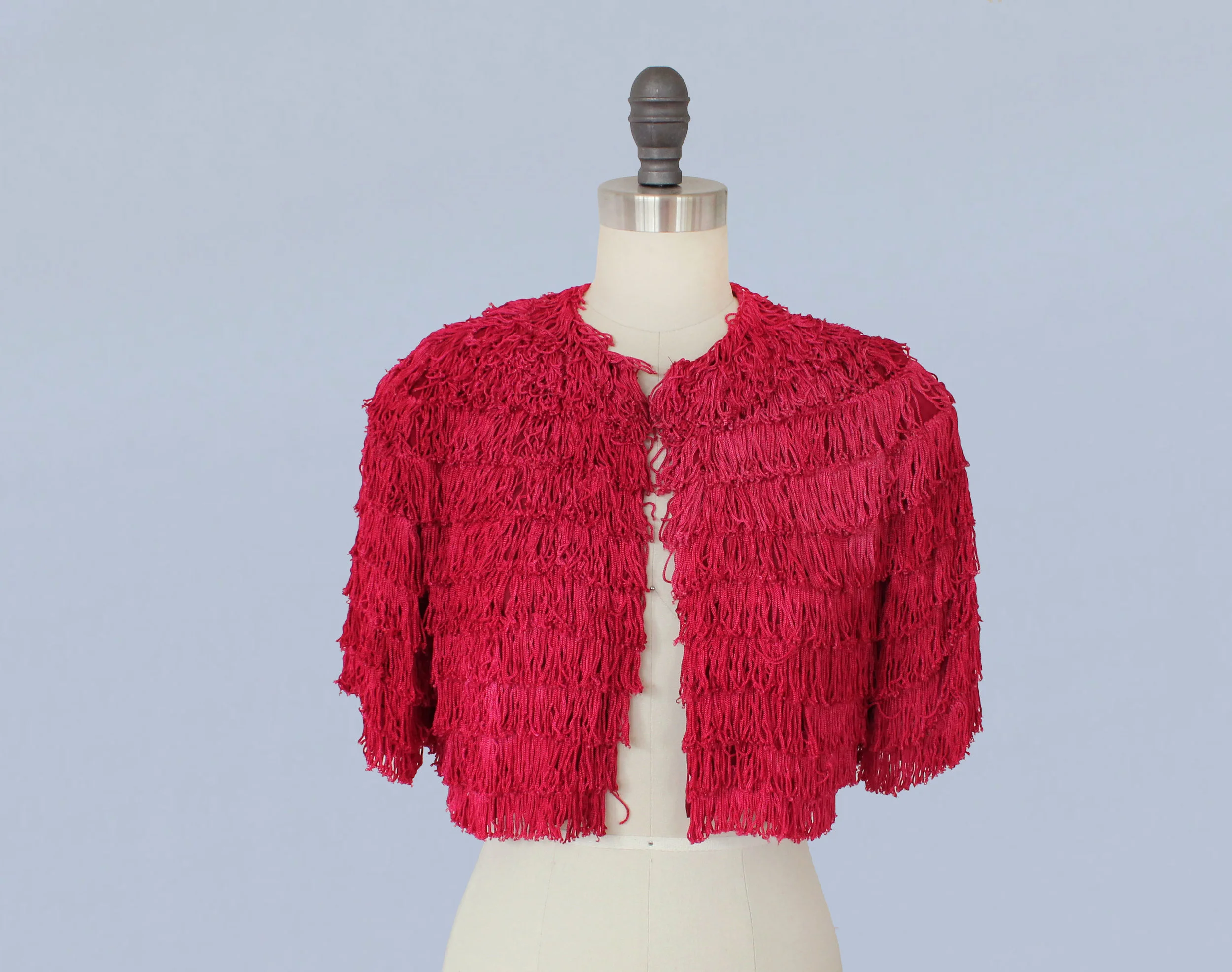 1930s 1940s Hot Pink Fuchsia Cropped Fringe Jacket