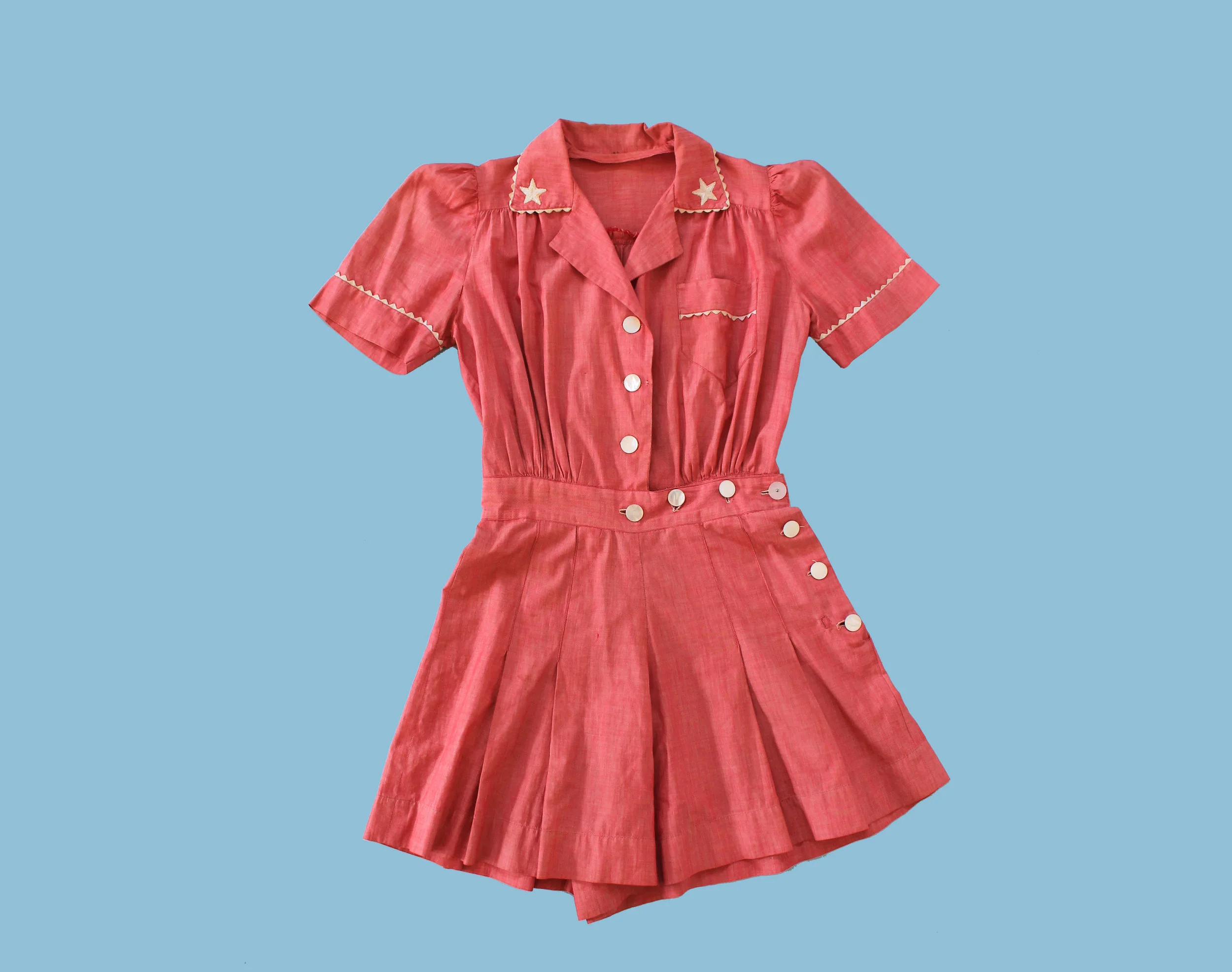 Pink Cotton Romper Playsuit, 1940s