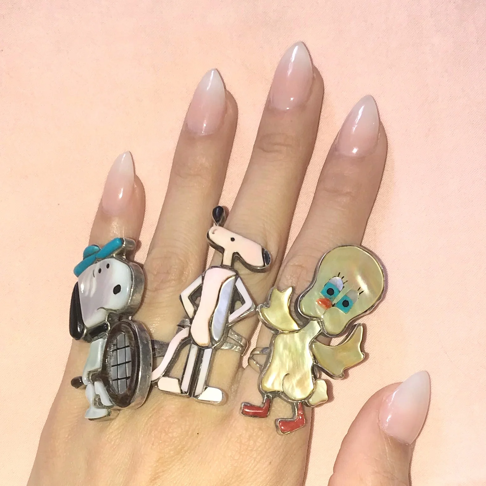 Tweety トゥイーティー インディアンジュエリー　ナバホCarol・Kee Tweety Zunitoon Ring by Carol Kee — GUERMANTES