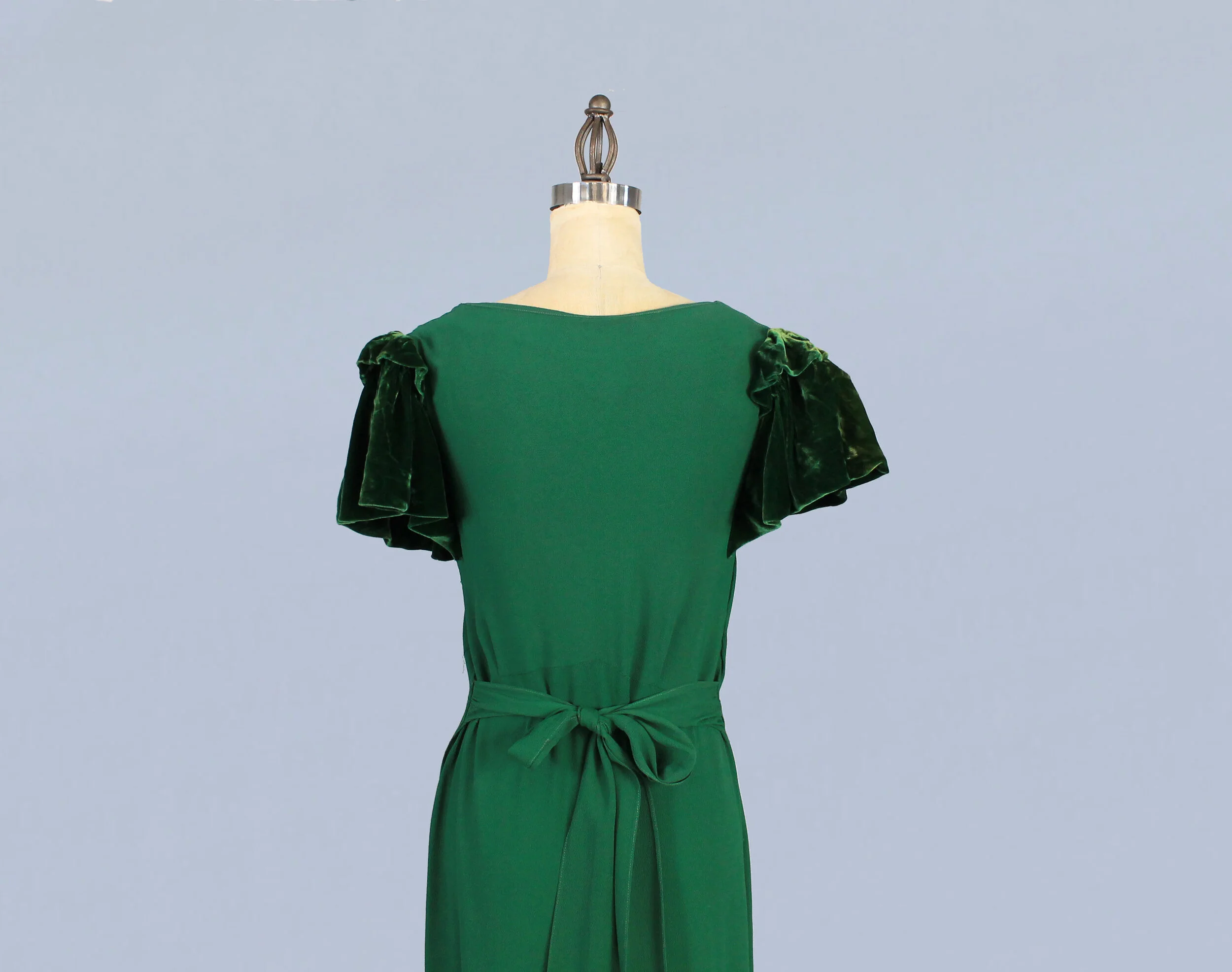 cap sleeve green dress Extraordinary 1930s Green Sequined Evening Gown – Style & Salvage main image 0