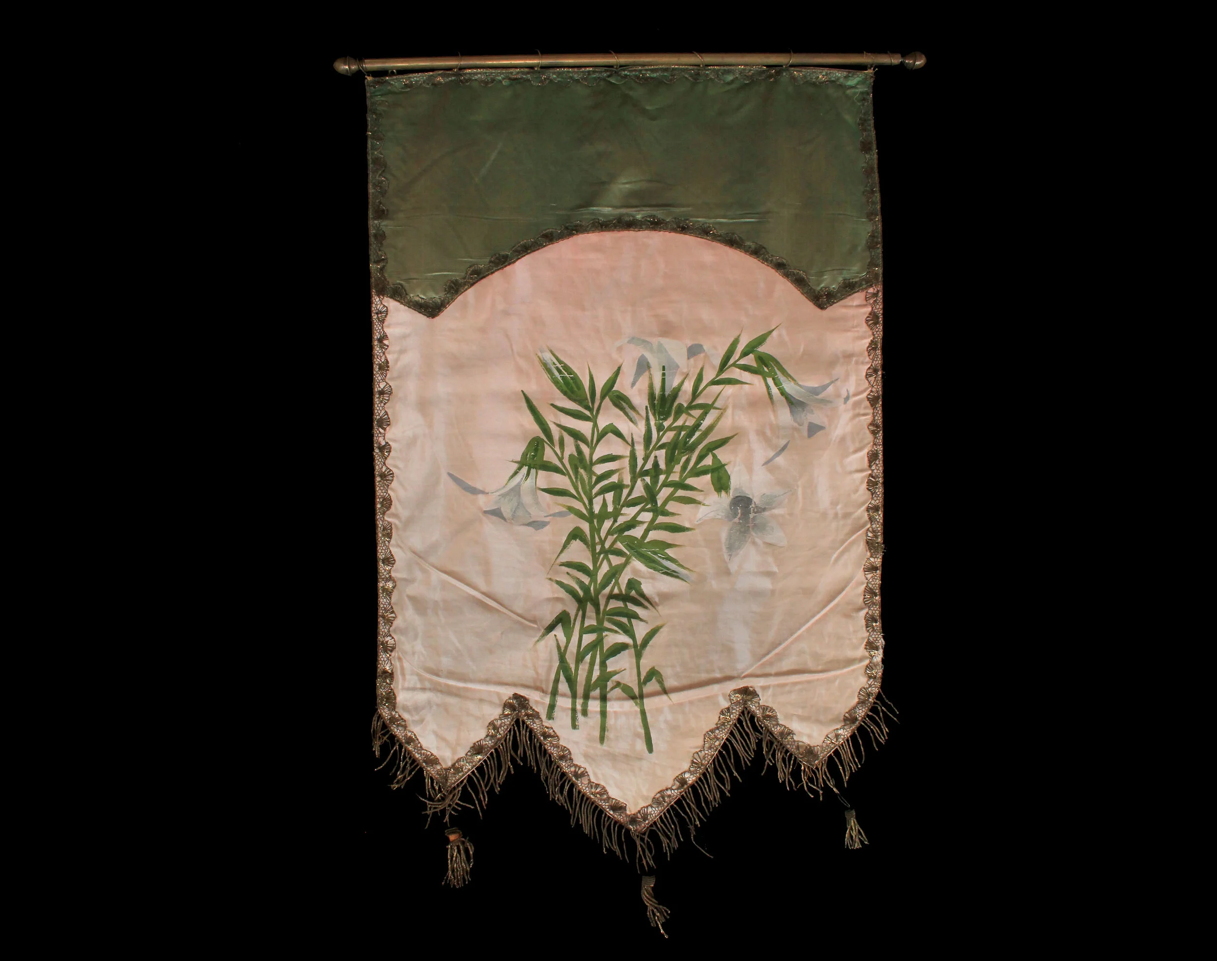 1900s Antique Painted Silk Daughters of Rebekah Oddfellows Banner