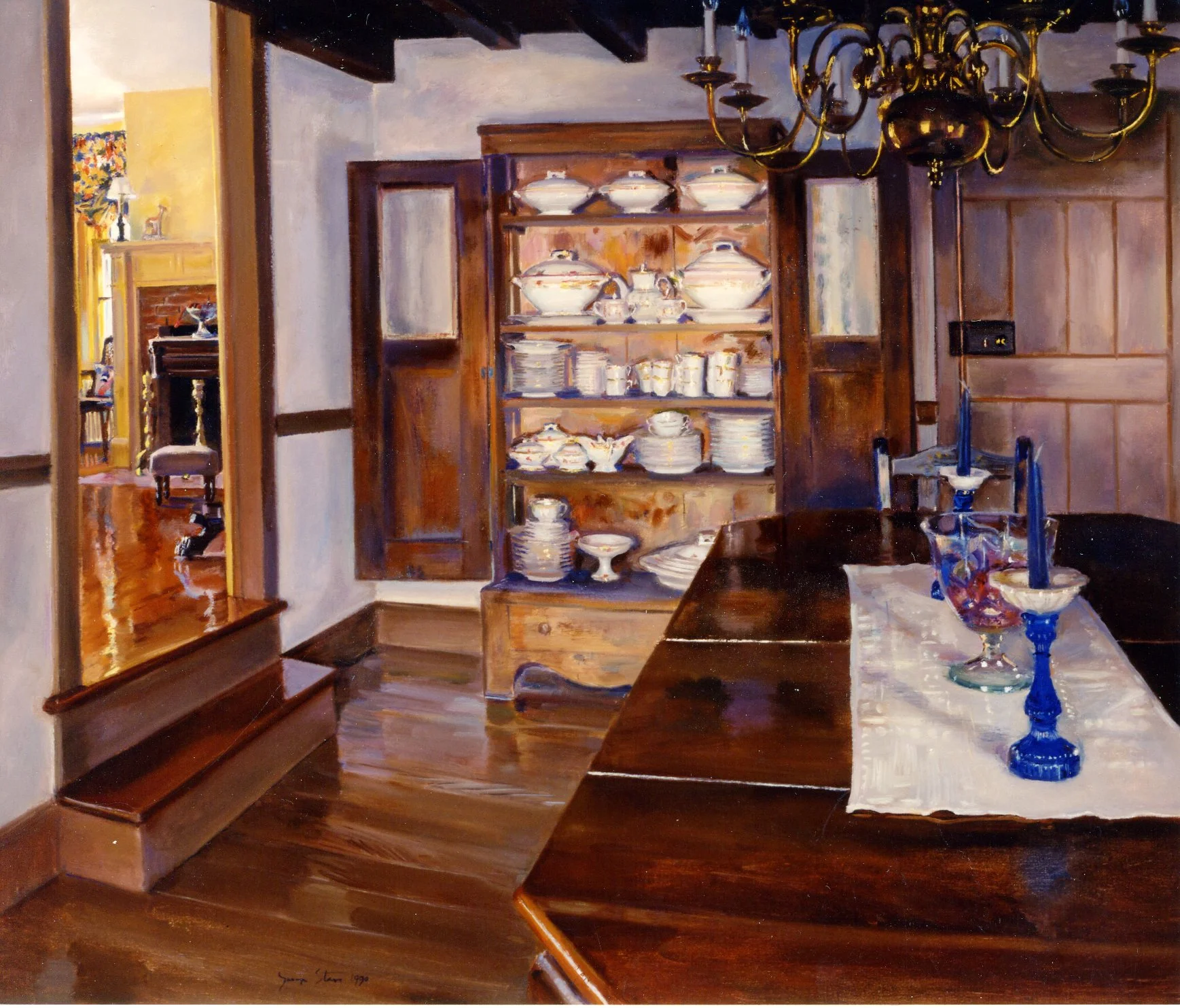 Interior with China Cabinet, 1990, o/l, 22x26" (1990.05)