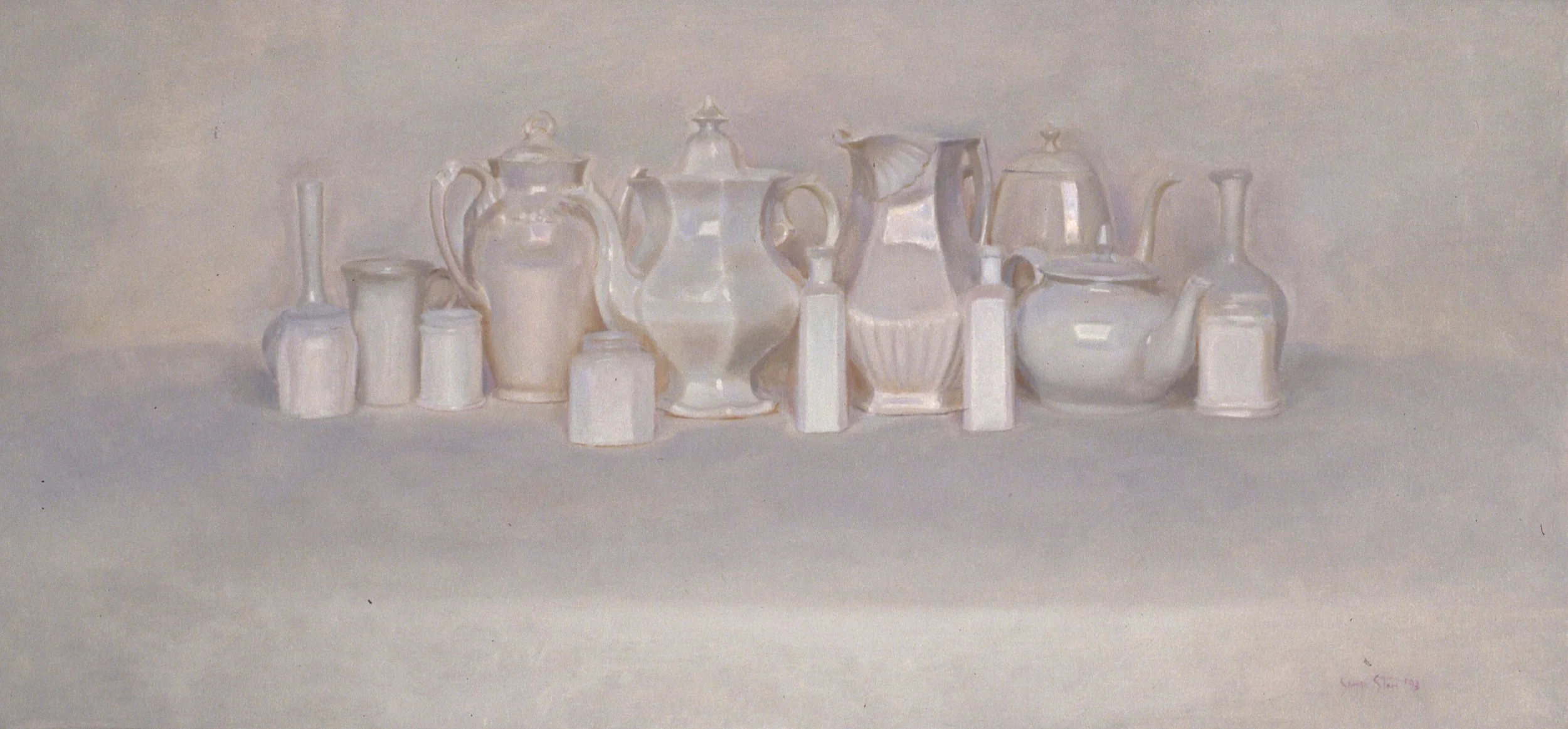 Still Life with White Objects, 1993, o/l, 14x30" (1993.08)