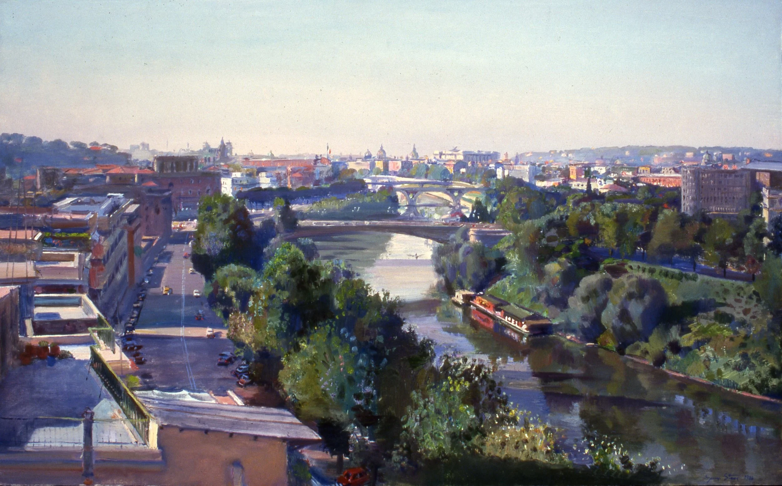 View of Rome in the Morning, 1986, o/l, 16x26" (1986.15)