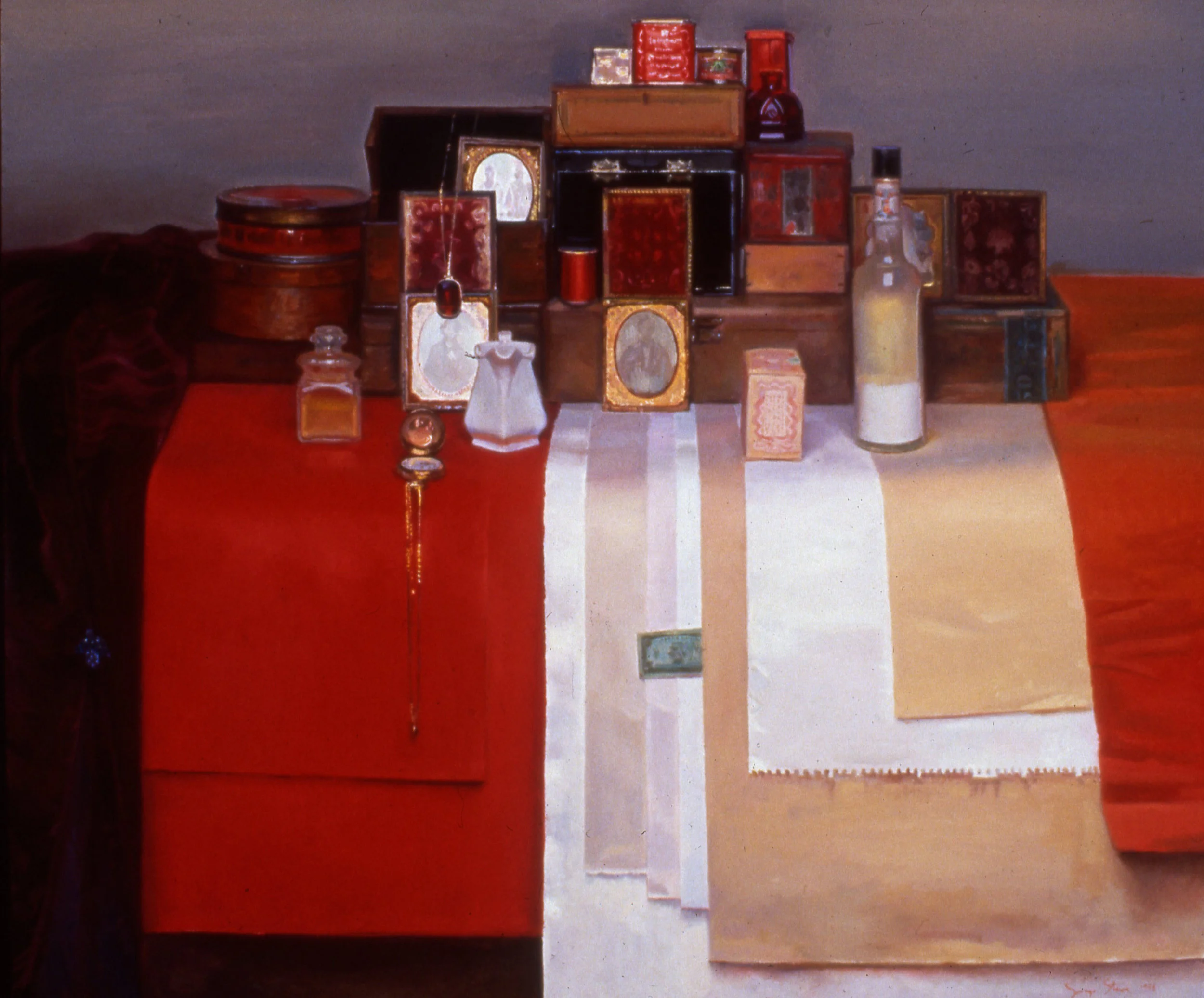Still Life in Red, Gold, & Black, 1988, o/l, 28x32" (1988.10)