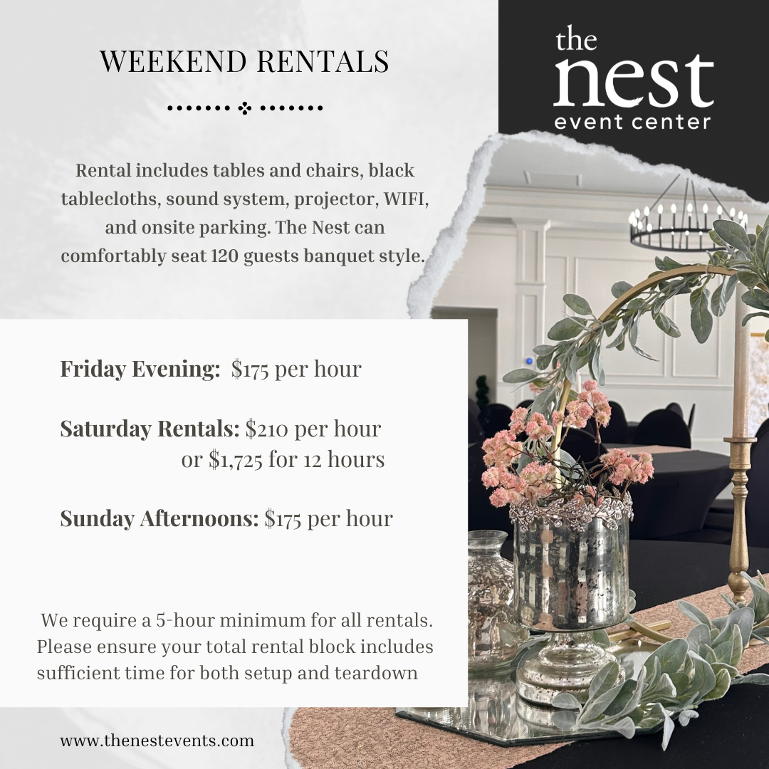 Nest event center pricing