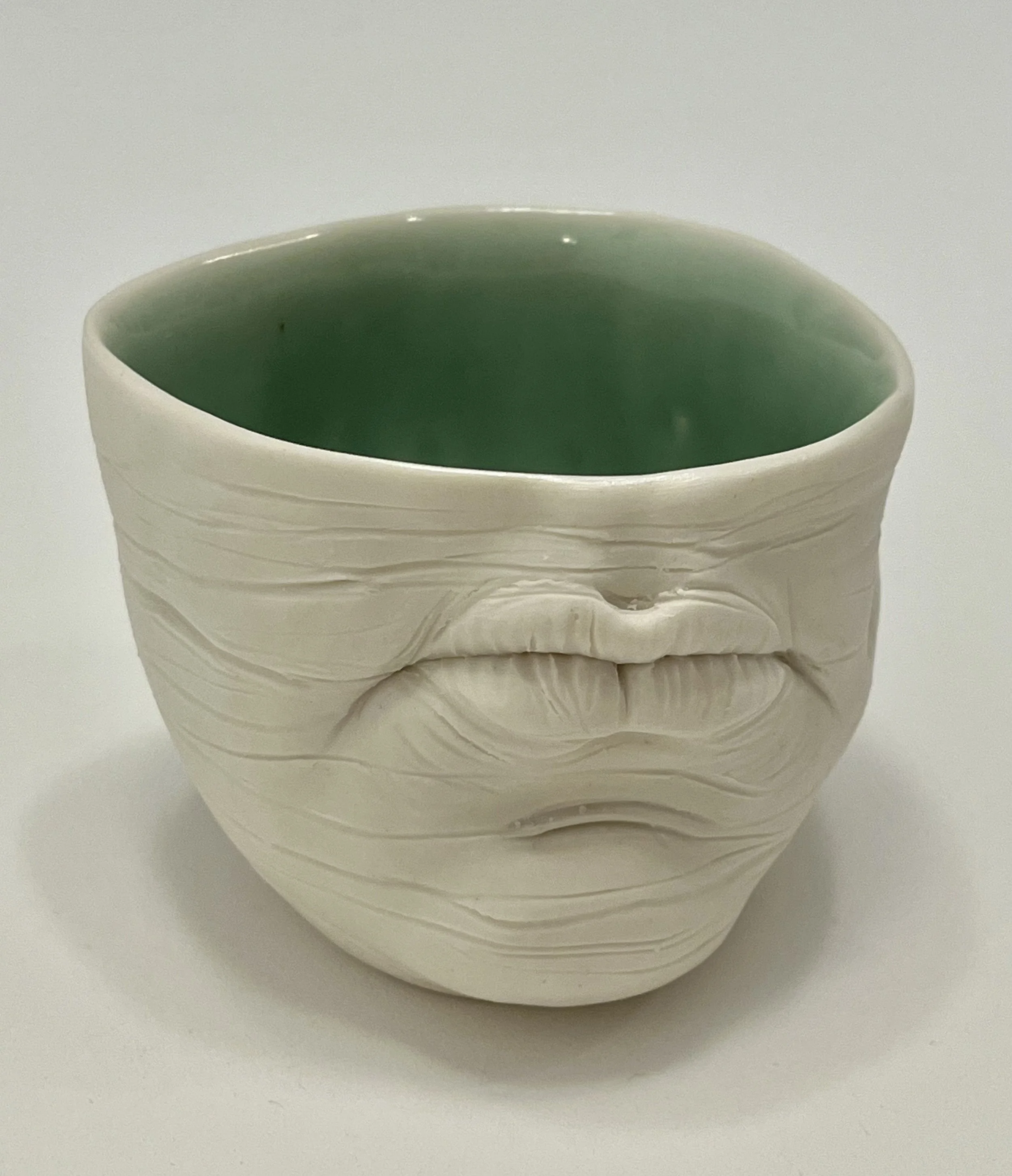 17. Medium Cup, Wavy, green celadon
