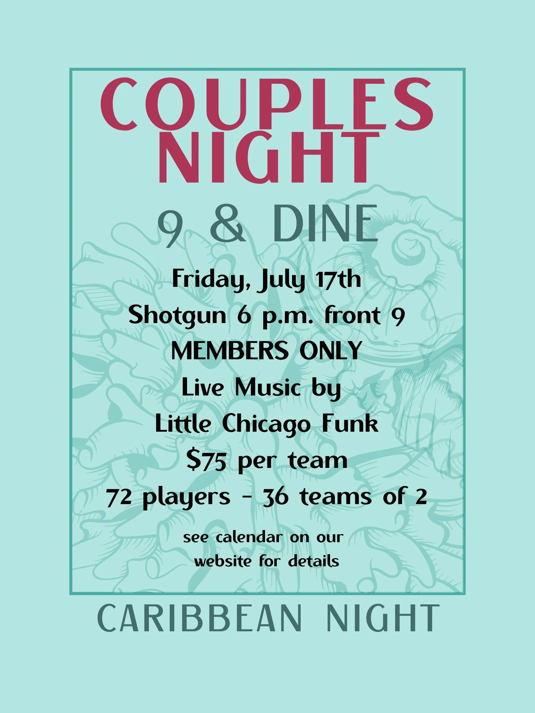 Caribbean Cruise - Members Only - Couples Night - 9 and Dine