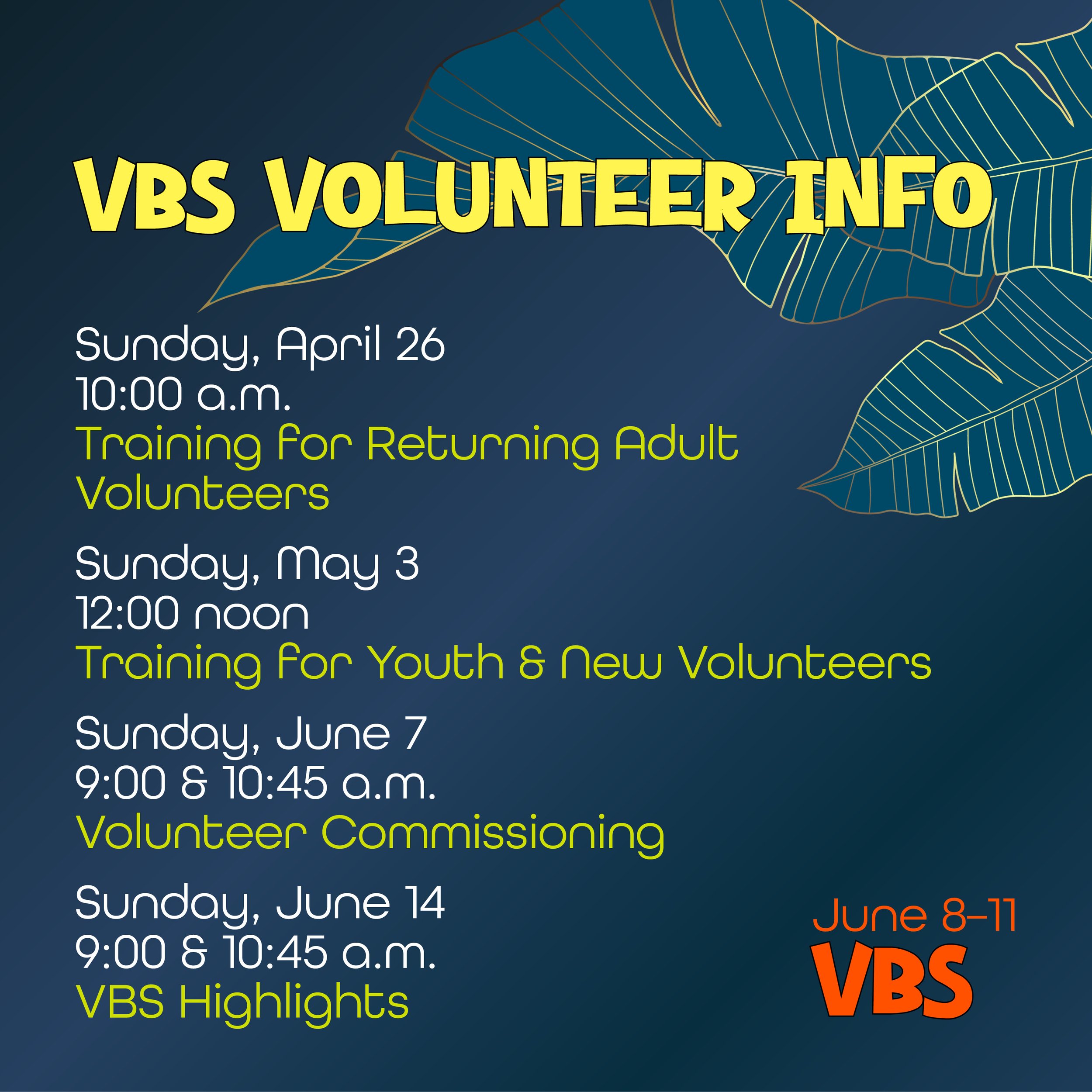VBS Meeting – Returning Adult Volunteers 