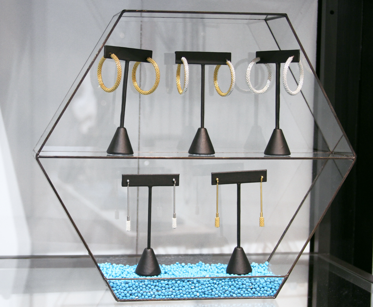 Custom designed glass terrariums for use as jewelry displays