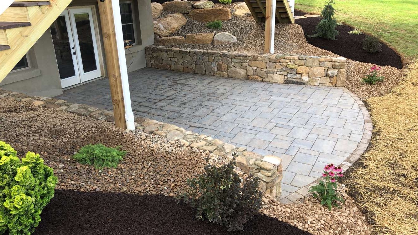 Retaining wall with paver patio in Wayne Township PA