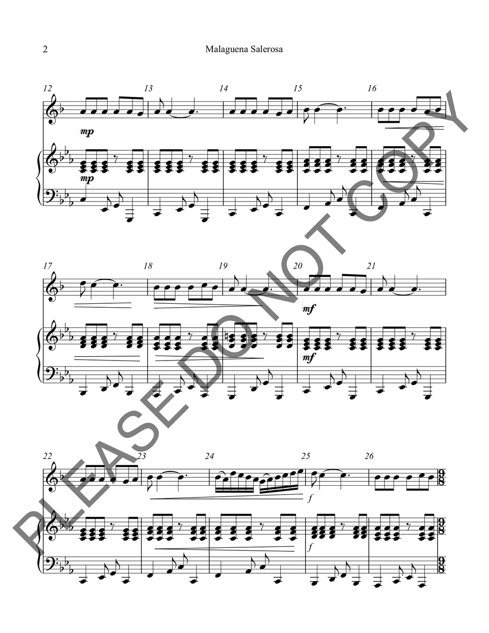 Ramirez Cervantez Malaguena Salerosa For Trumpet And Piano Polymnia