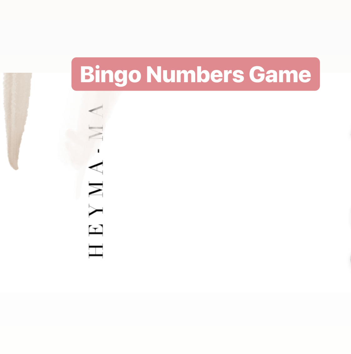 Bingo Number Sheets