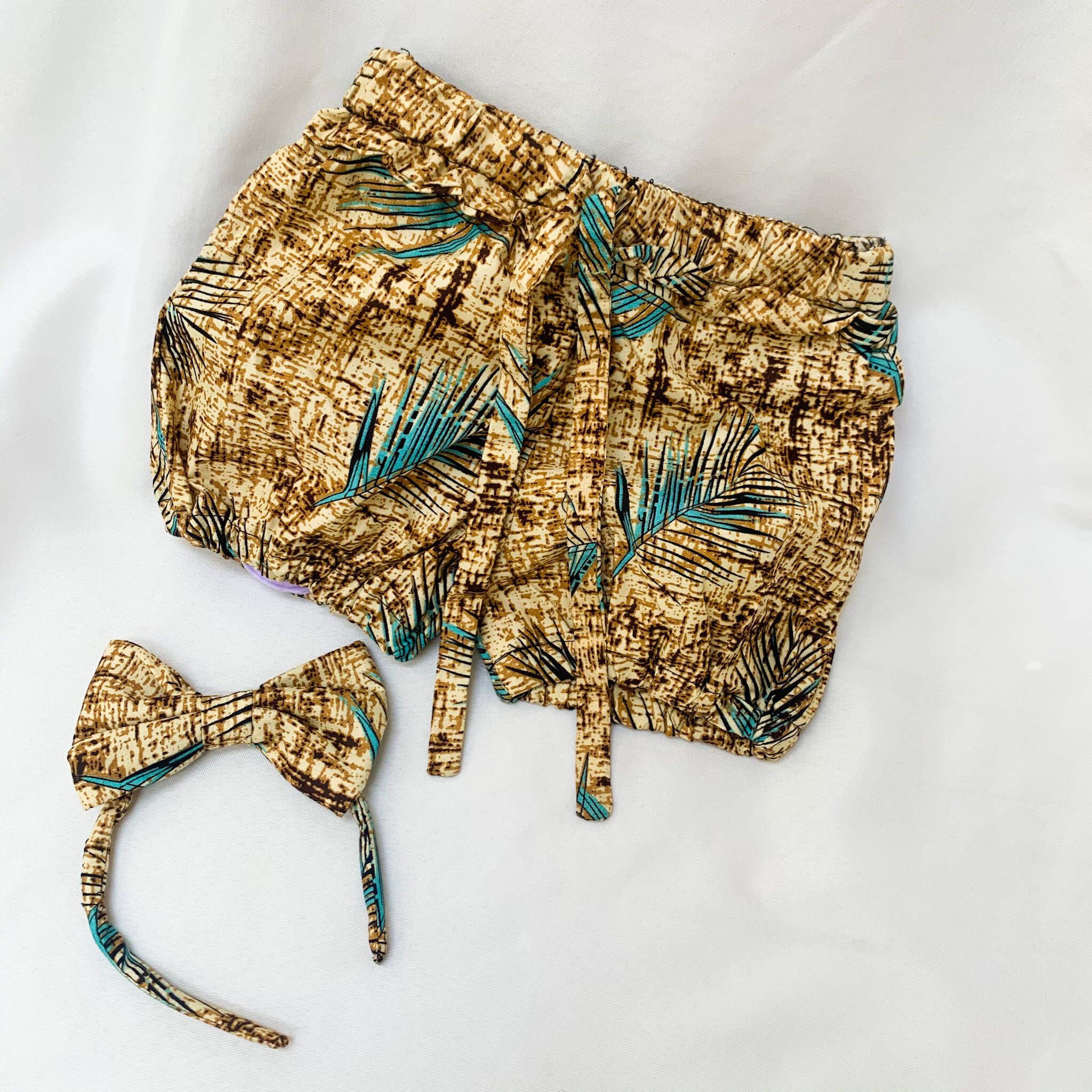 Ankara Shorts and Bow Bundle, 2pc